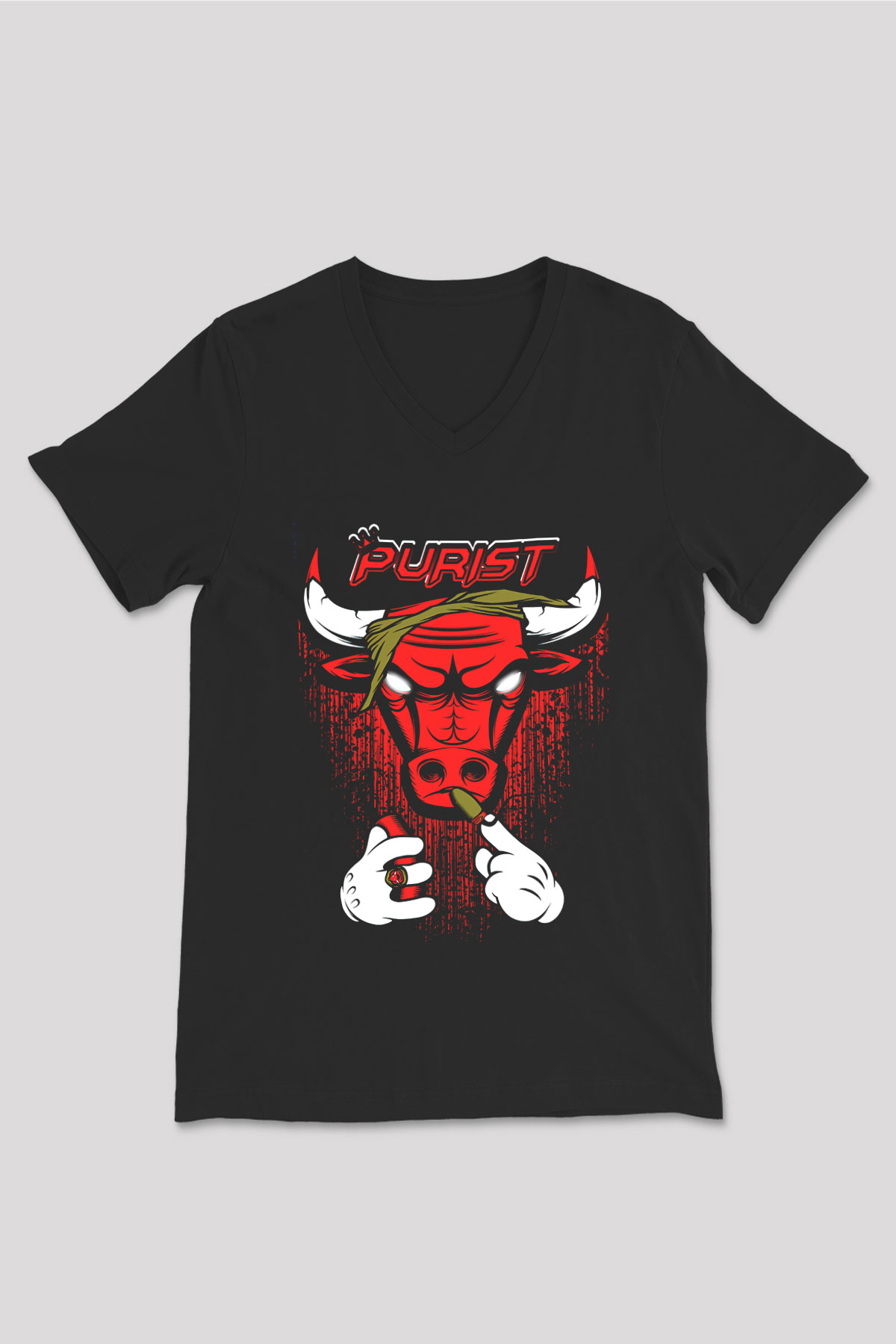 Chicago Bulls Siyah Unisex V Yaka Tişört T-Shirt
