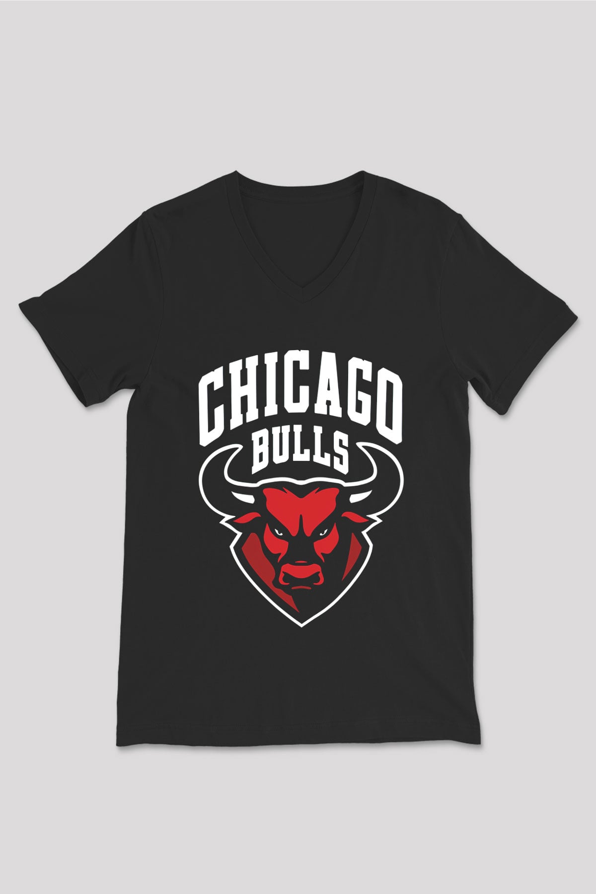 Chicago Bulls Siyah Unisex V Yaka Tişört T-Shirt