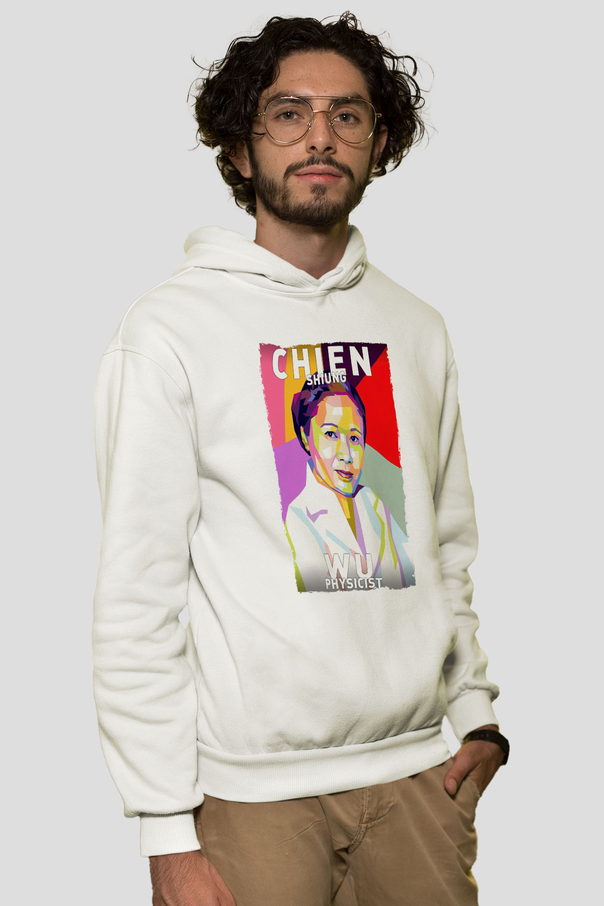 Chien Shung Wu Baskılı Unisex Ekru Hoodie