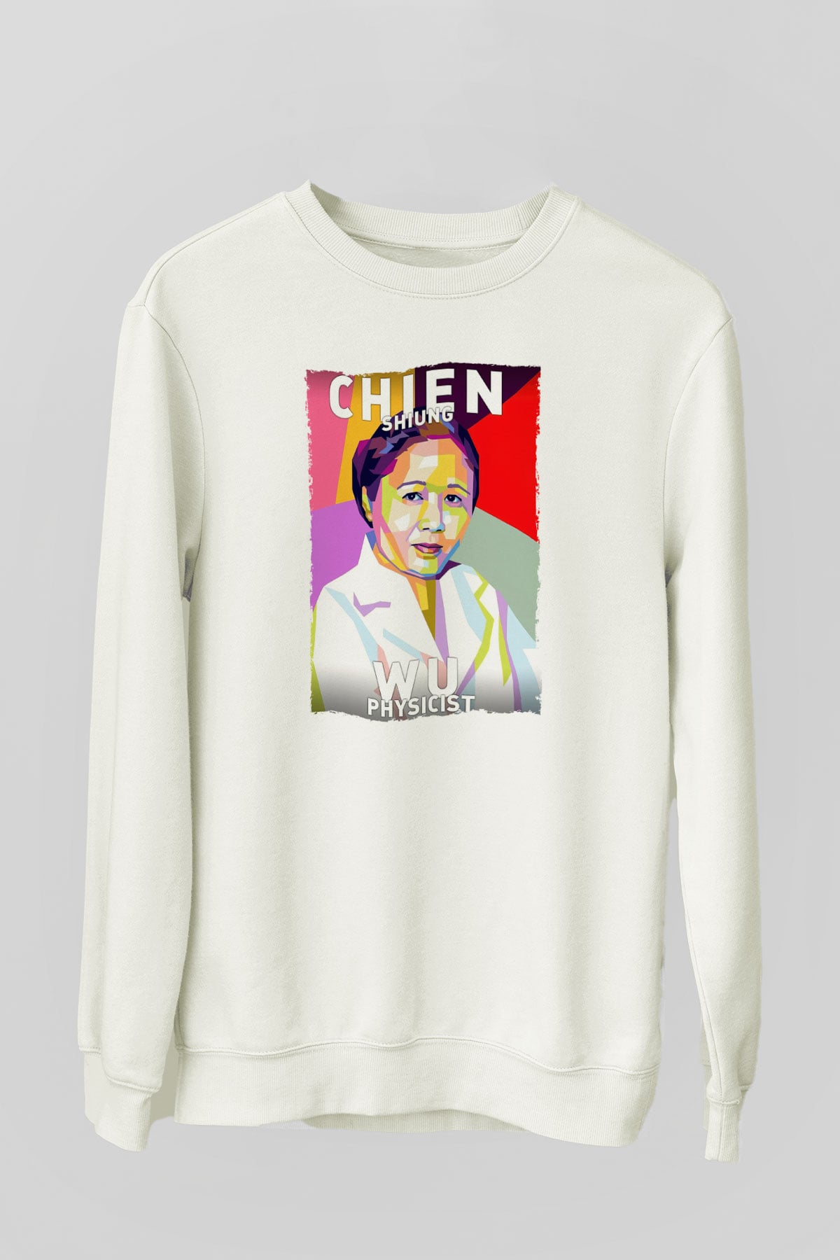 Chien Shung Wu Baskılı Unisex Ekru Sweatshirt