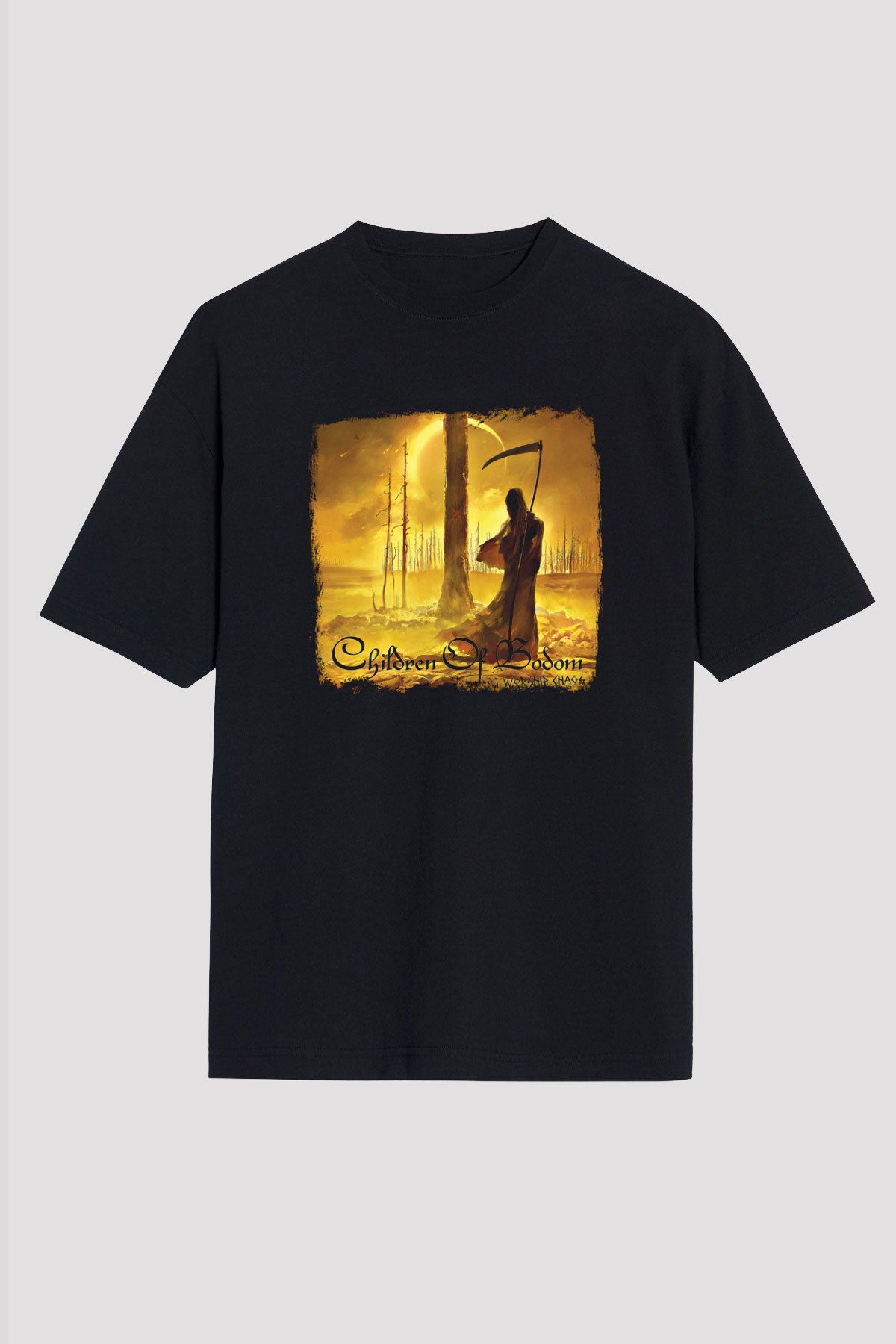 Children of Bodom Baskılı Unisex Siyah Oversize Tişört
