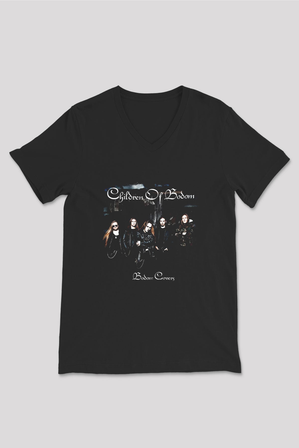 Children of Bodom Baskılı Unisex Siyah V Yaka Tişört
