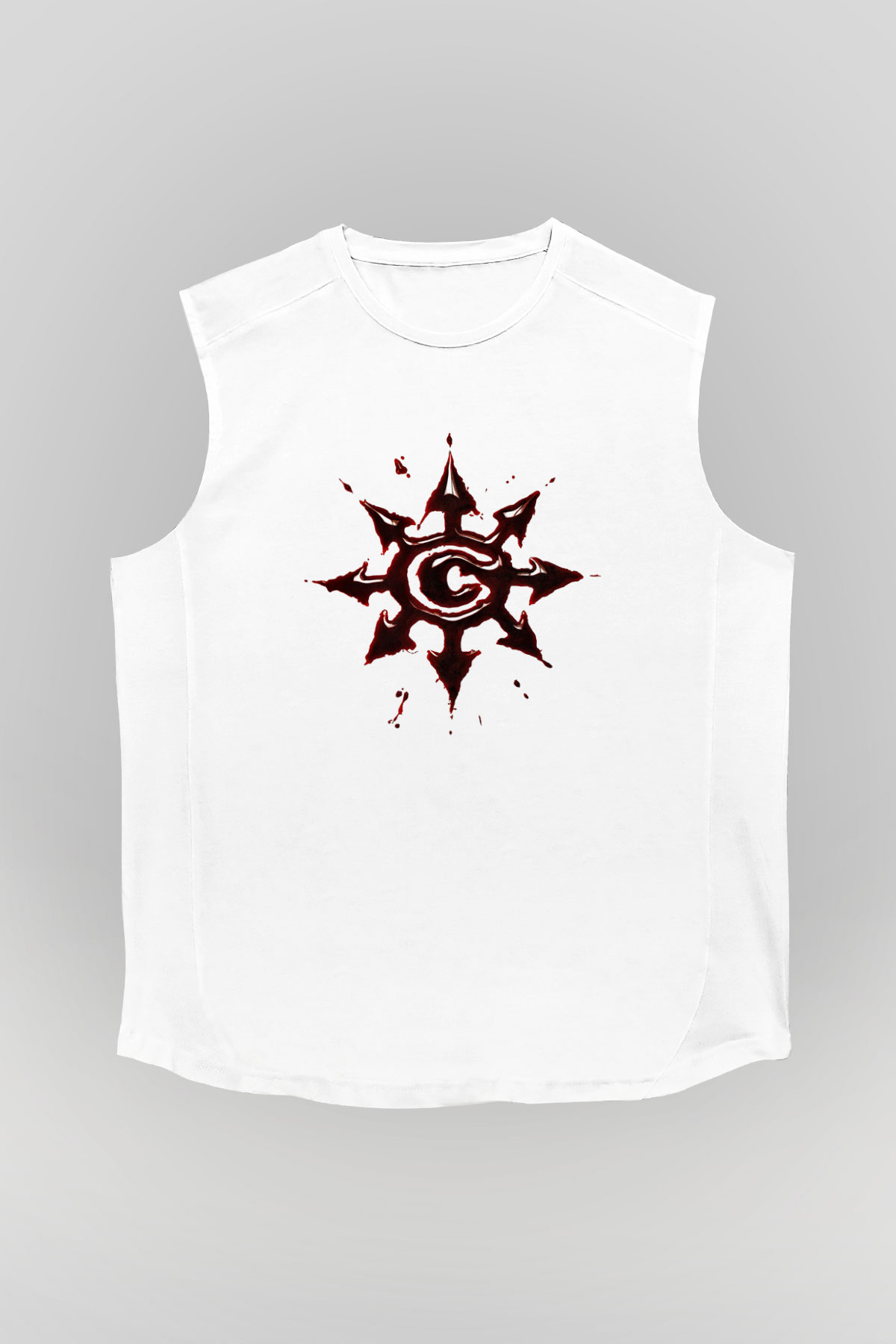 Chimaira Baskılı Unisex Beyaz Kolsuz Tişört