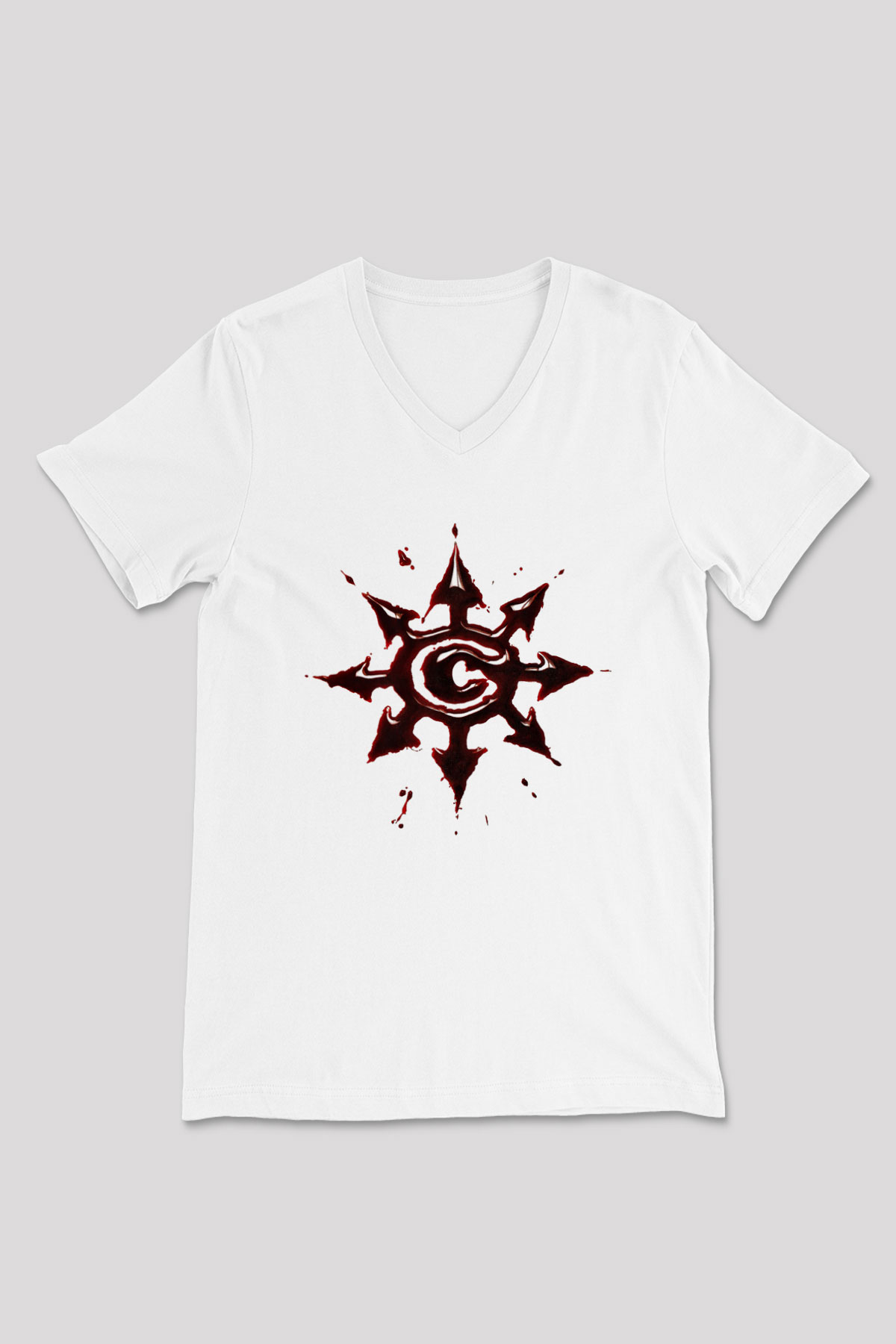 Chimaira Baskılı Unisex Beyaz V Yaka Tişört