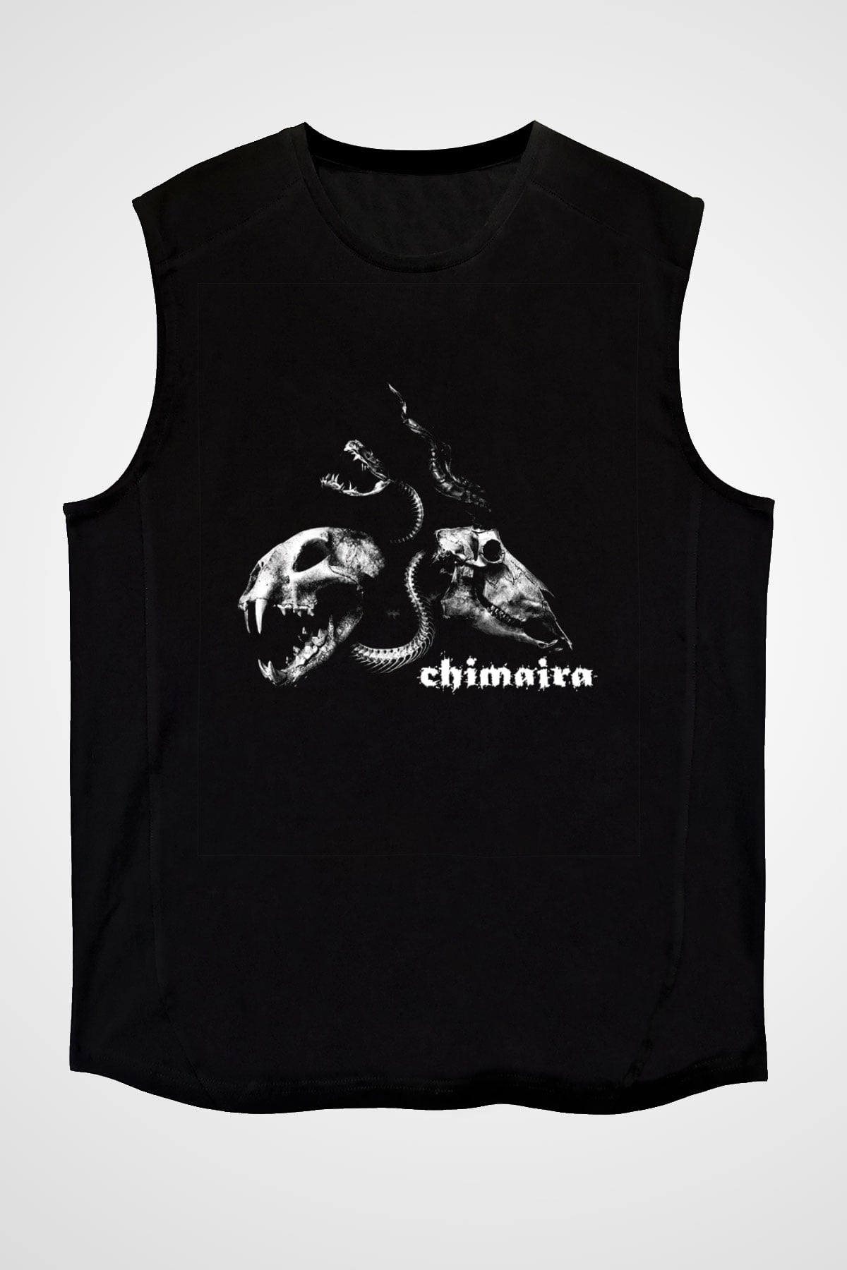 Chimaira Baskılı Unisex Siyah Kolsuz Tişört