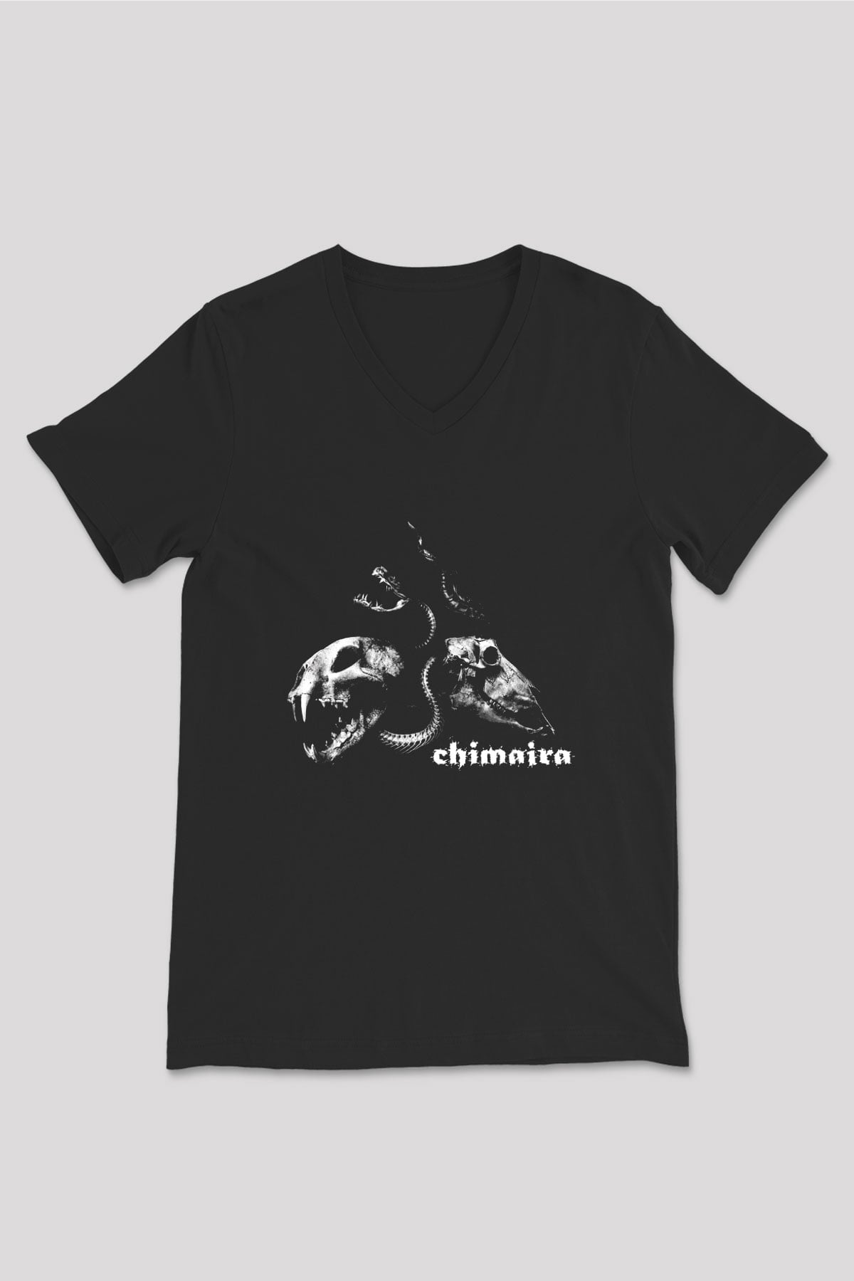 Chimaira Baskılı Unisex Siyah V Yaka Tişört