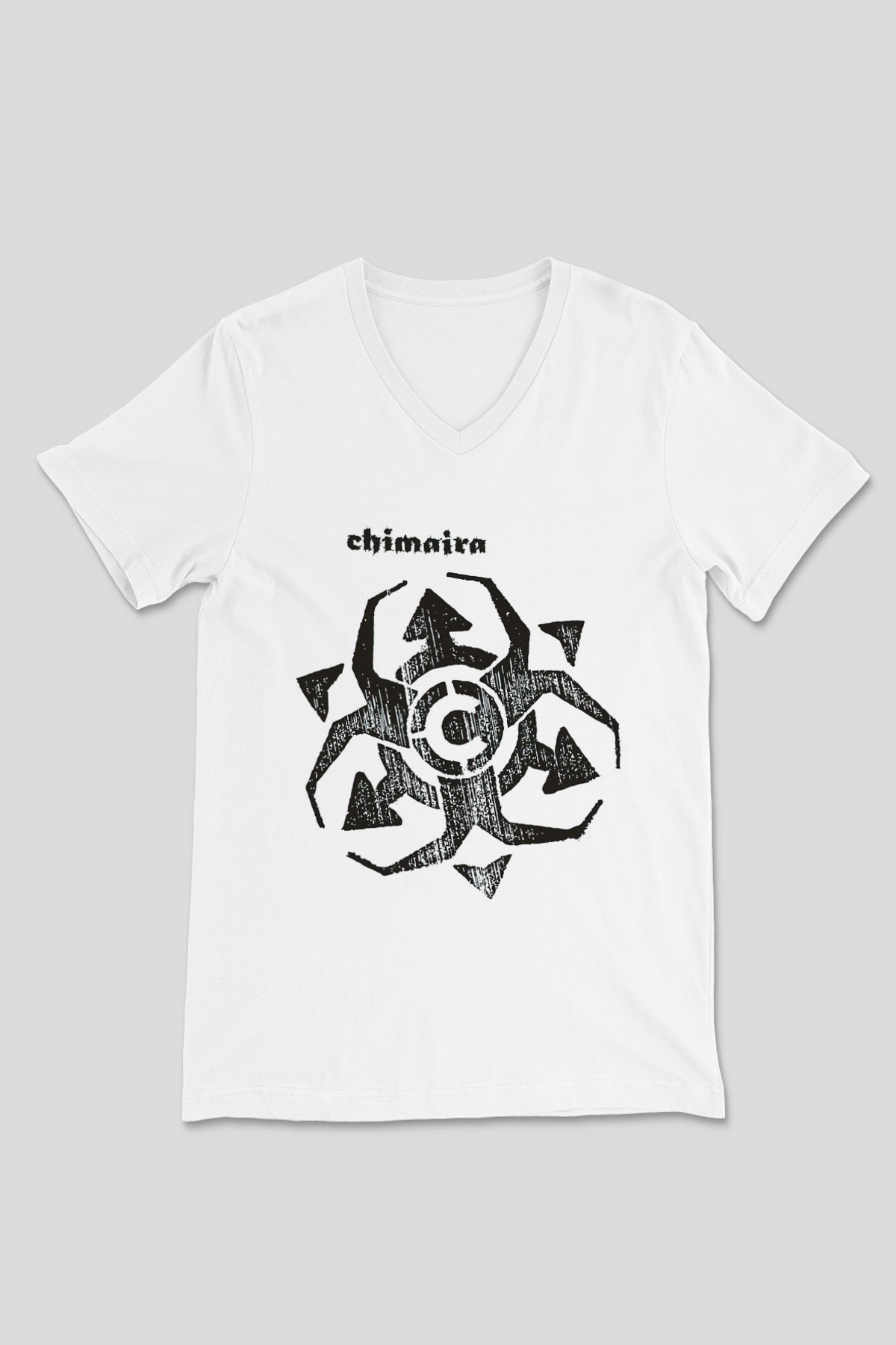 Chimaira Beyaz Unisex V Yaka Tişört
