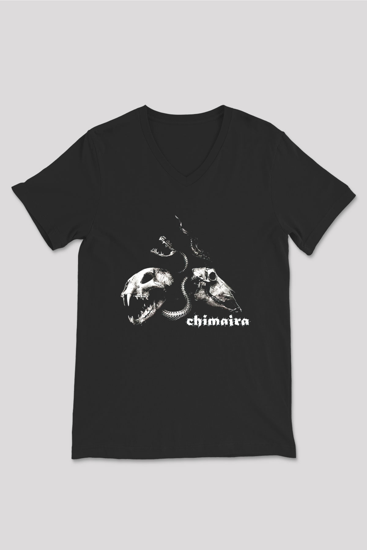 Chimaira Siyah Unisex V Yaka Tişört T-Shirt