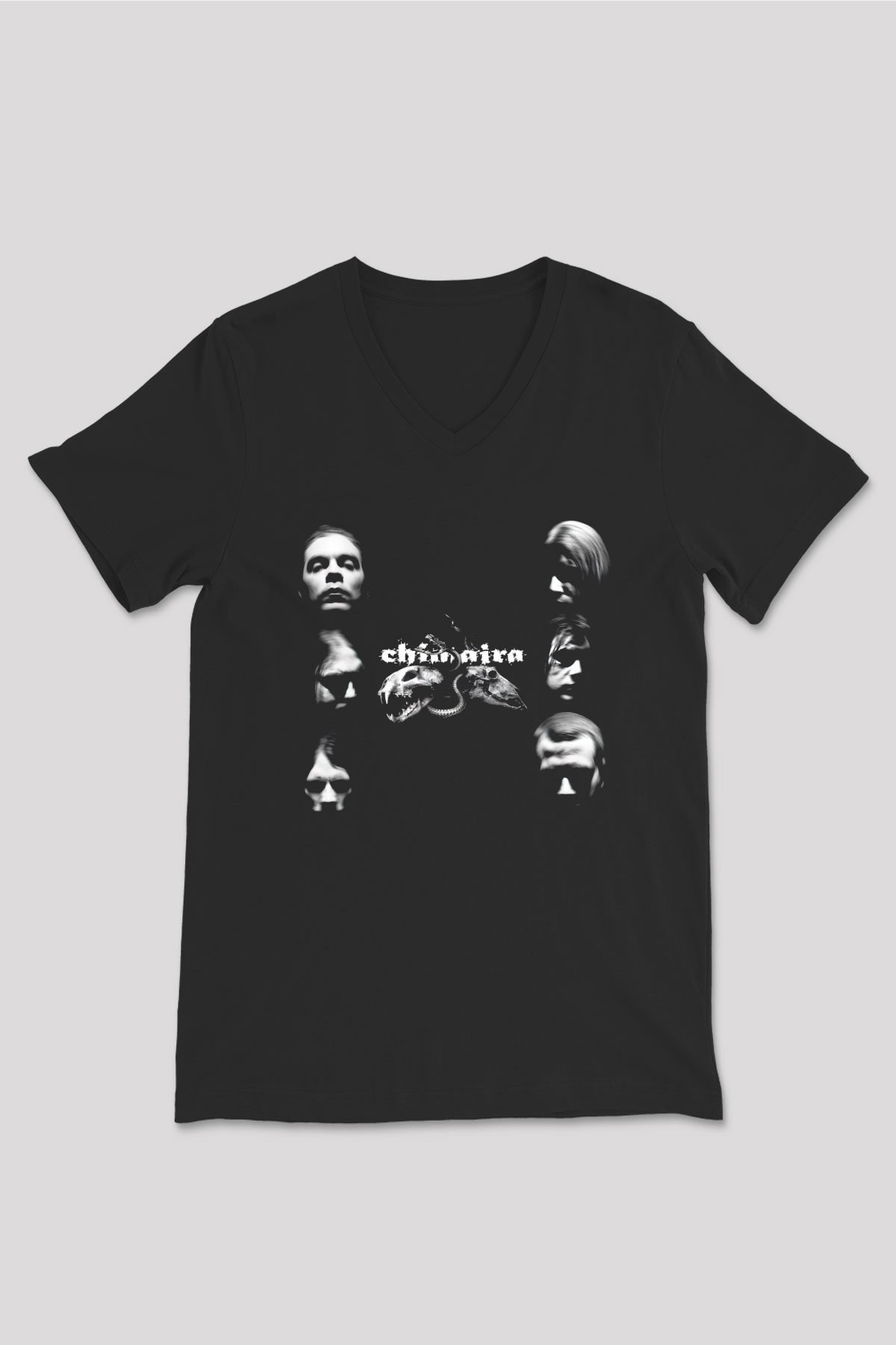 Chimaira Siyah Unisex V Yaka Tişört T-Shirt
