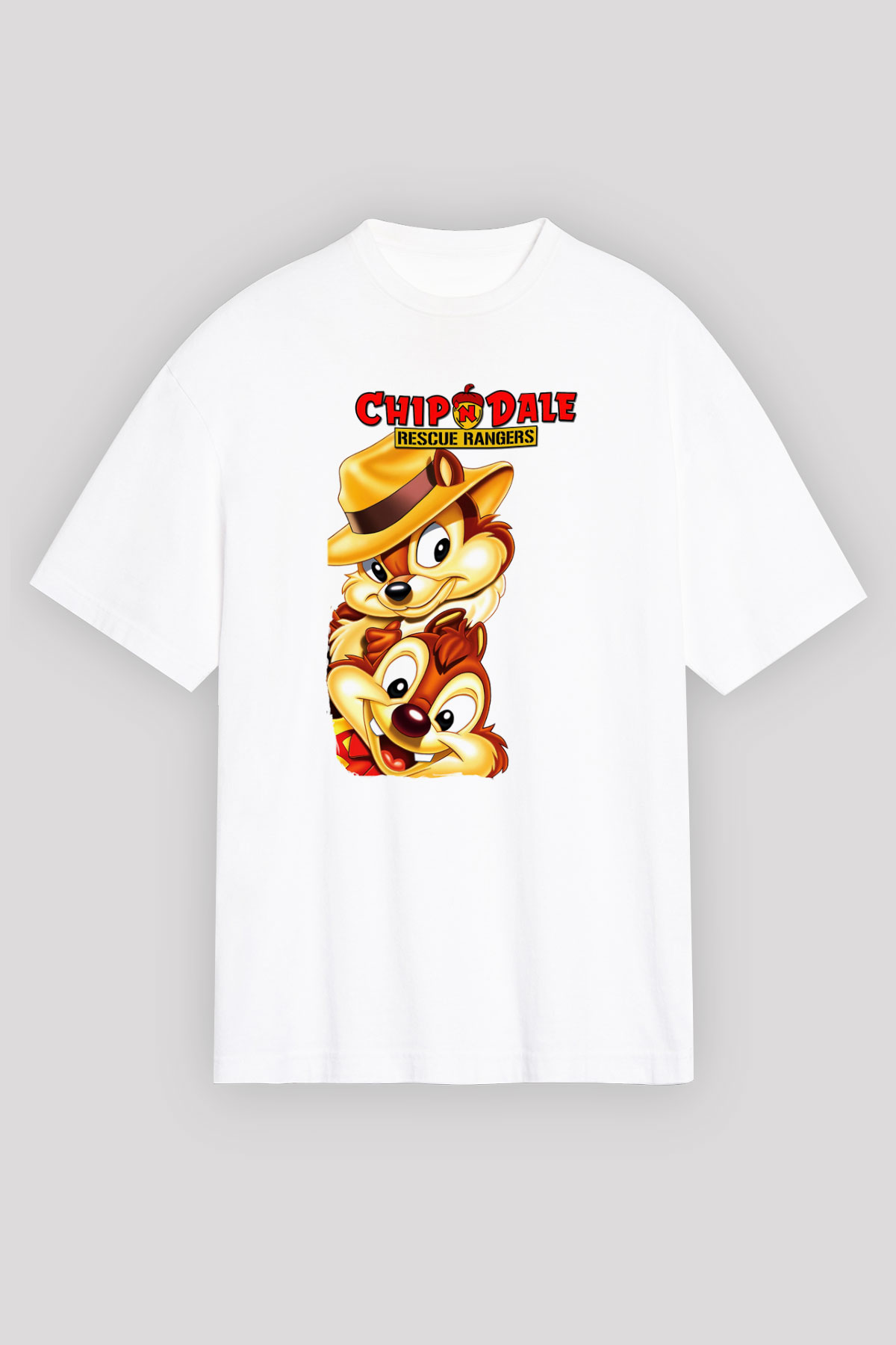 Chip'n Dale Rescue Rangers Beyaz Unisex Oversize Tişört