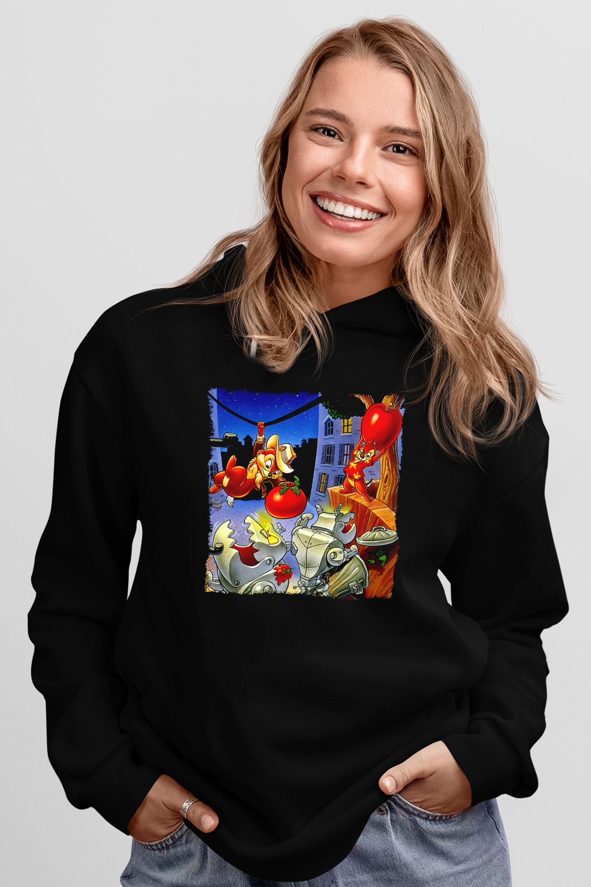 Chip'n Dale Rescue Rangers Siyah Unisex Hoodie
