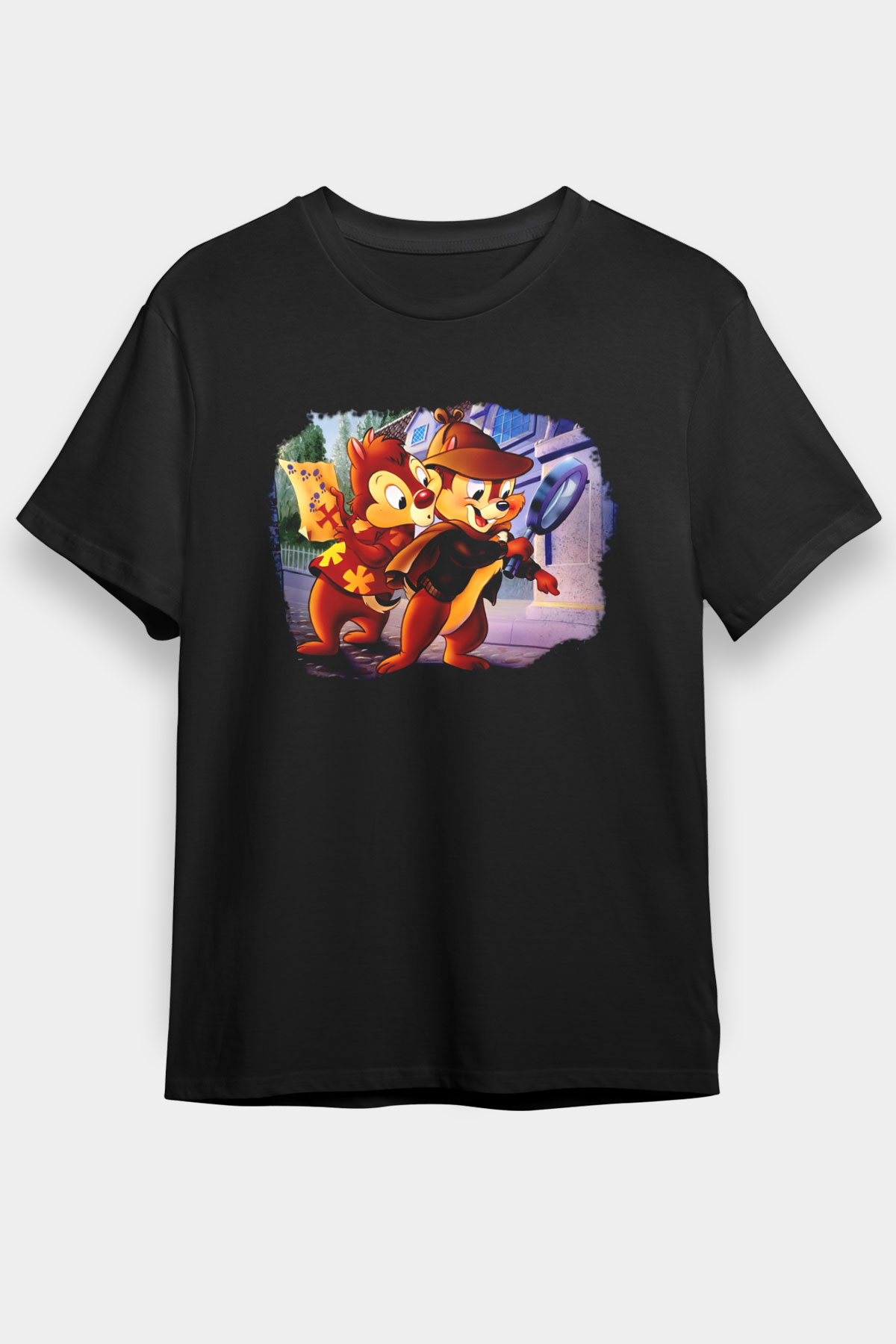 Chip'n Dale Rescue Rangers Siyah Unisex Tişört