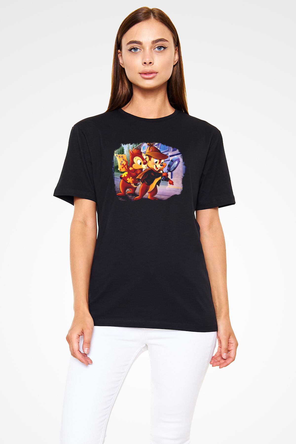 Chip'n Dale Rescue Rangers Siyah Unisex Tişört