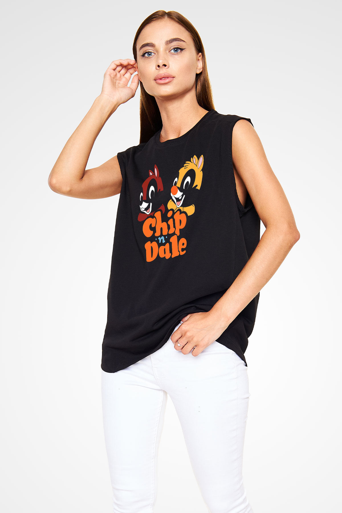 Chip'n Dale Rescue Rangers Siyah Unisex  Kolsuz Tişört