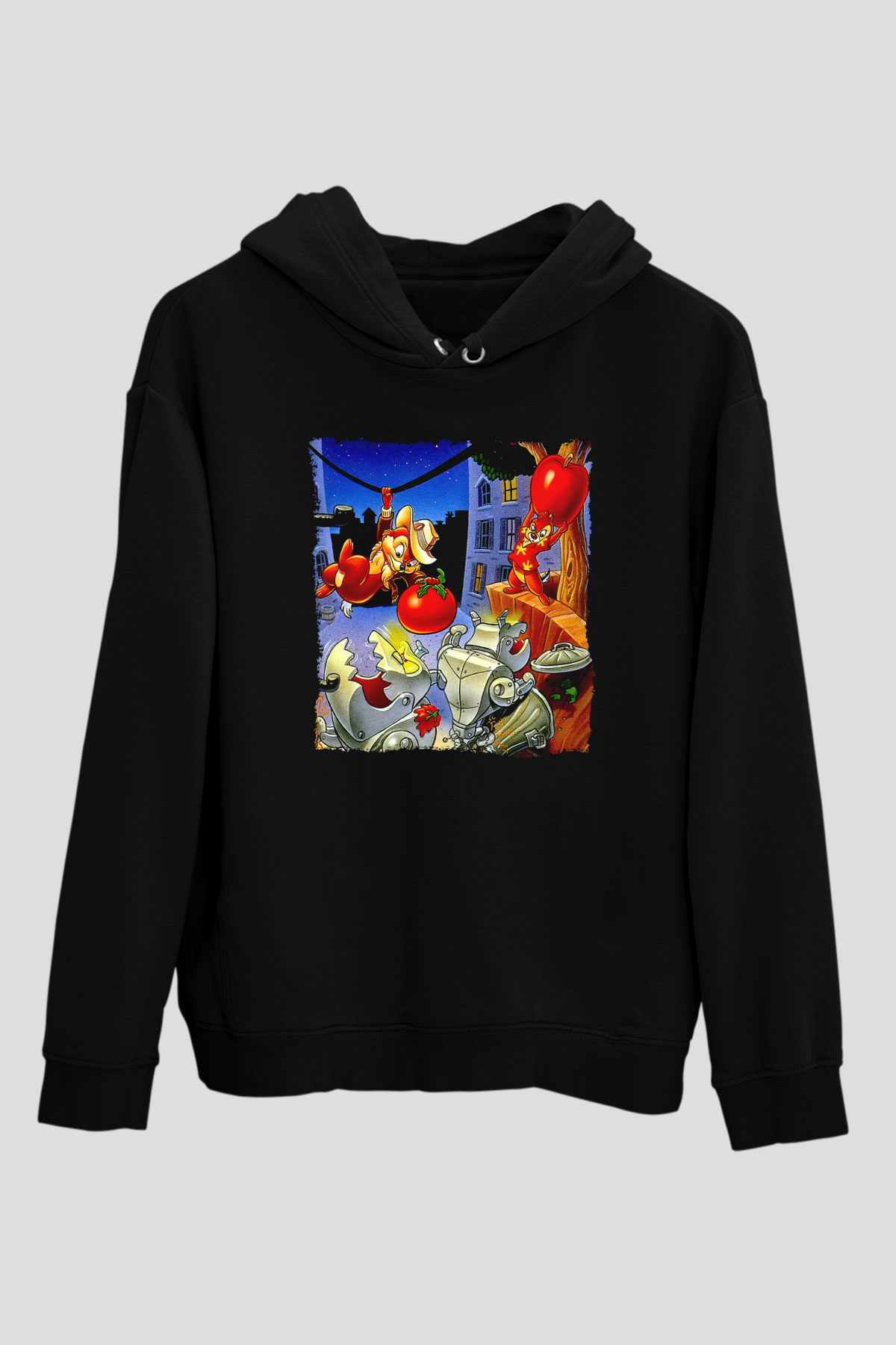 Chip'n Dale Rescue Rangers Siyah Unisex Hoodie