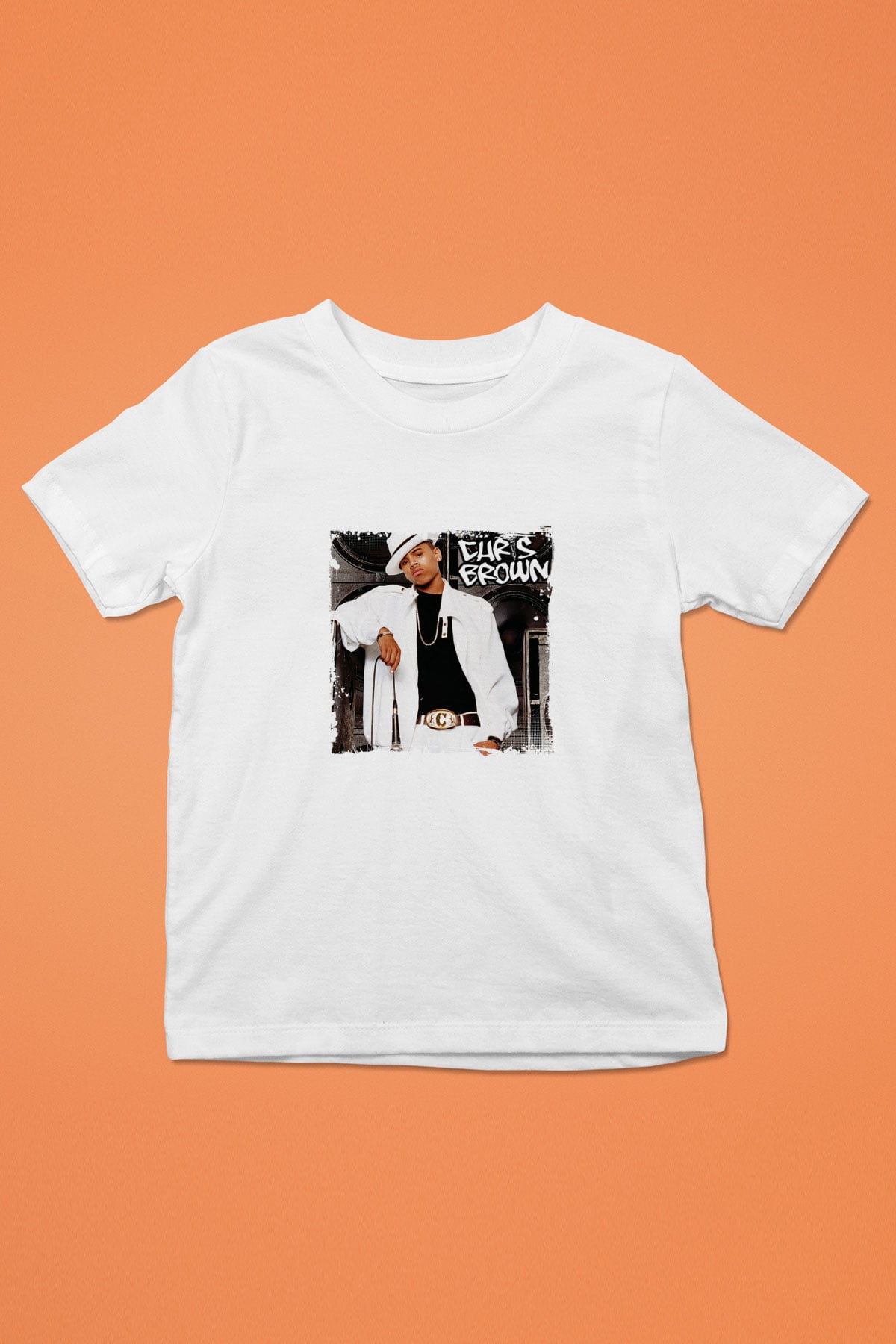 Chris Brown Baskılı Unisex Beyaz Çocuk Tişört