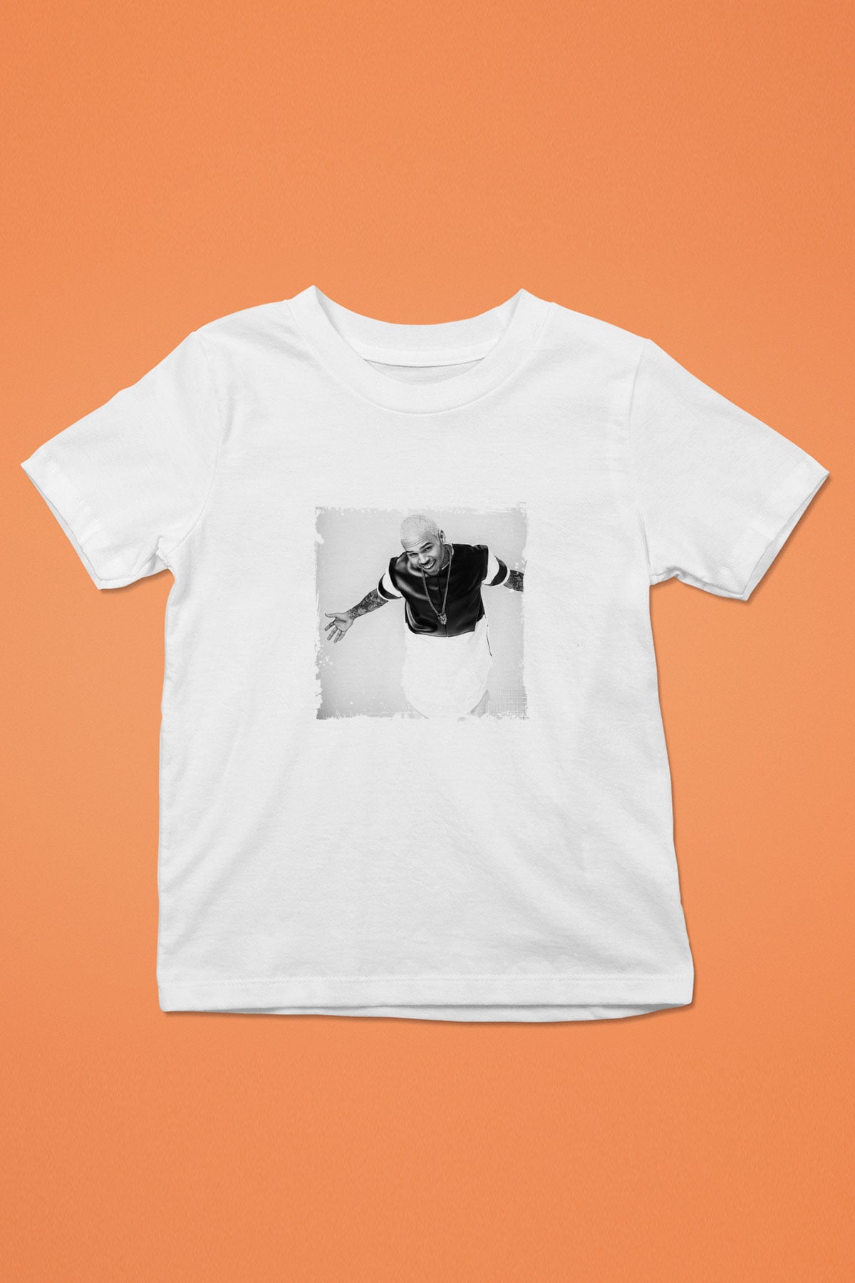 Chris Brown Baskılı Unisex Beyaz Çocuk Tişört