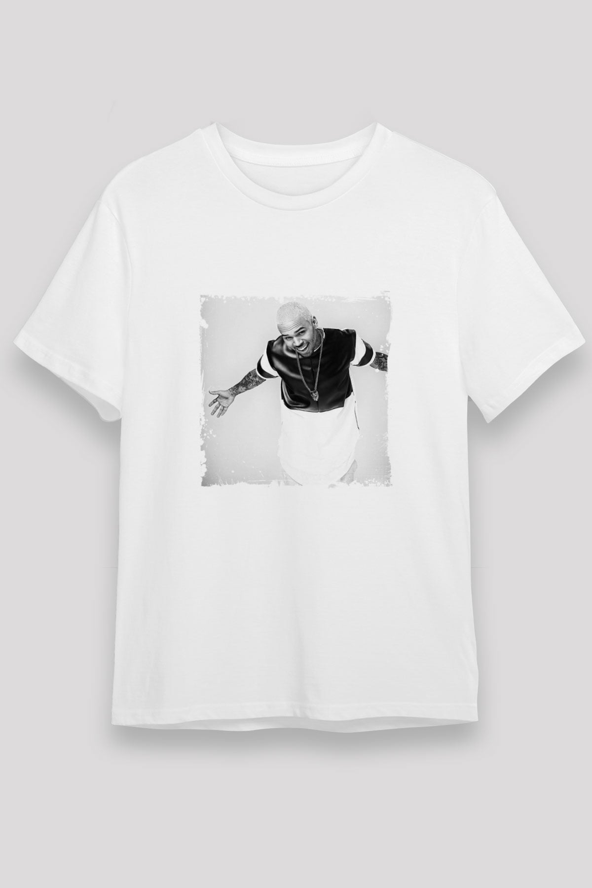 Chris Brown Baskılı Unisex Beyaz Tişört