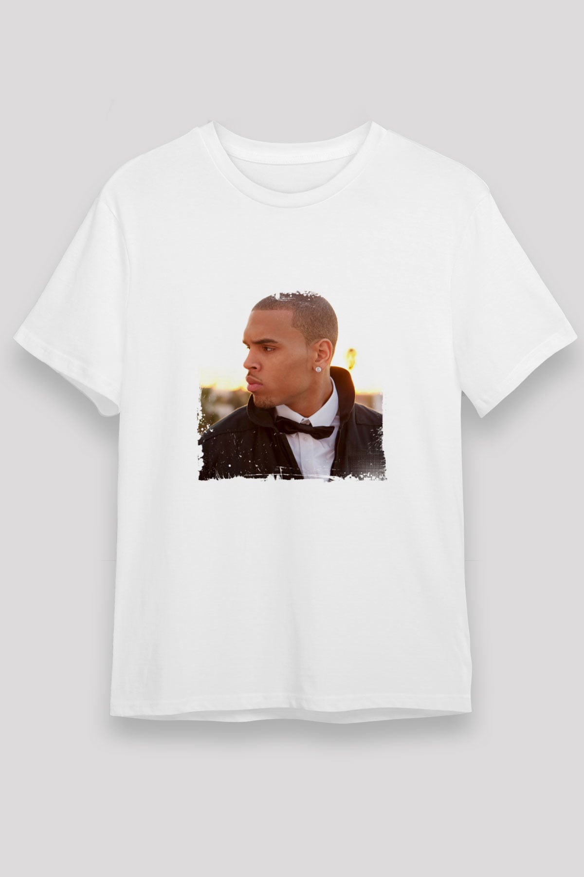 Chris Brown Baskılı Unisex Beyaz Tişört