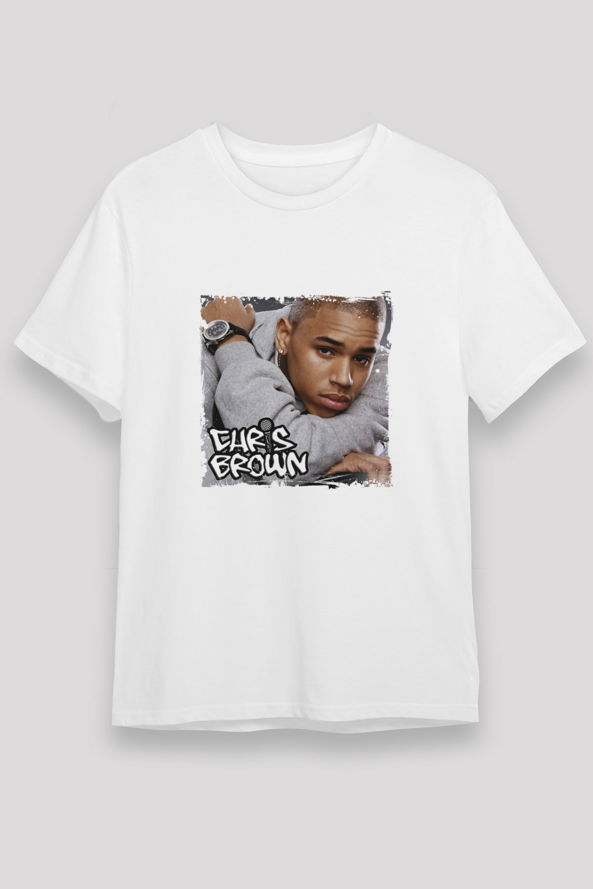 Chris Brown Baskılı Unisex Beyaz Tişört