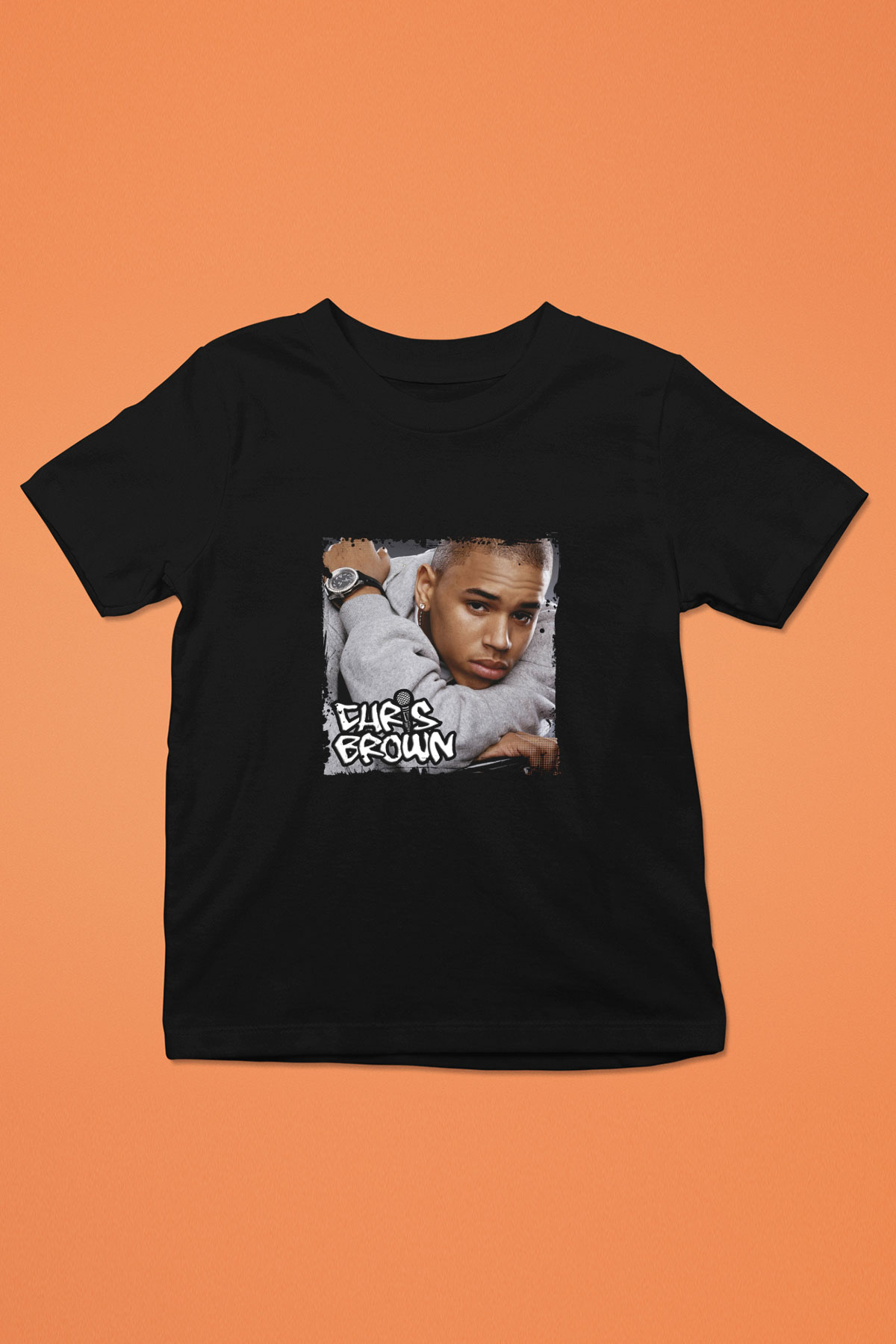Chris Brown Baskılı Unisex Siyah Çocuk Tişört
