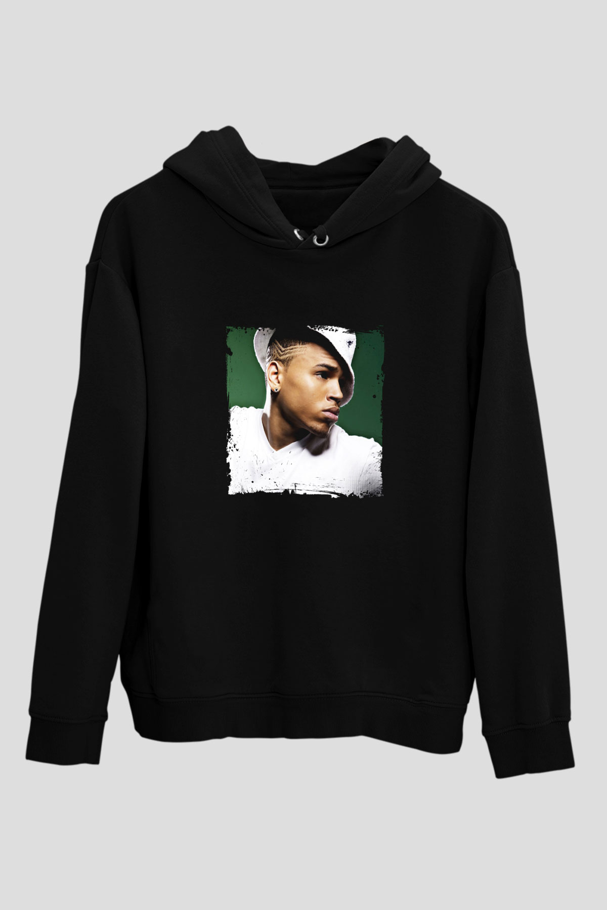 Chris Brown Baskılı Unisex Siyah Hoodie