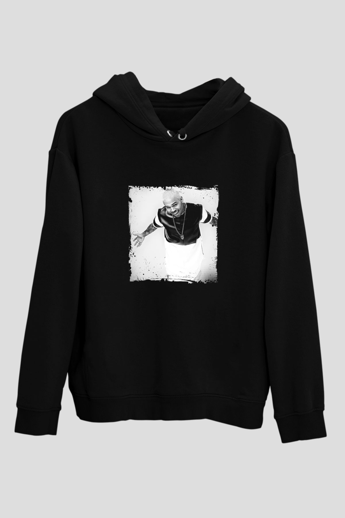 Chris Brown Baskılı Unisex Siyah Hoodie
