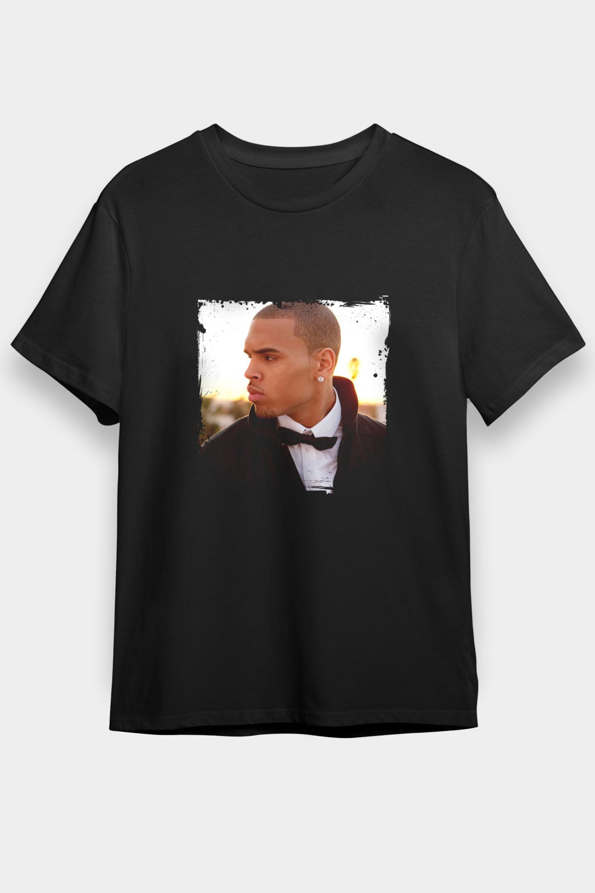 Chris Brown Baskılı Unisex Siyah Tişört