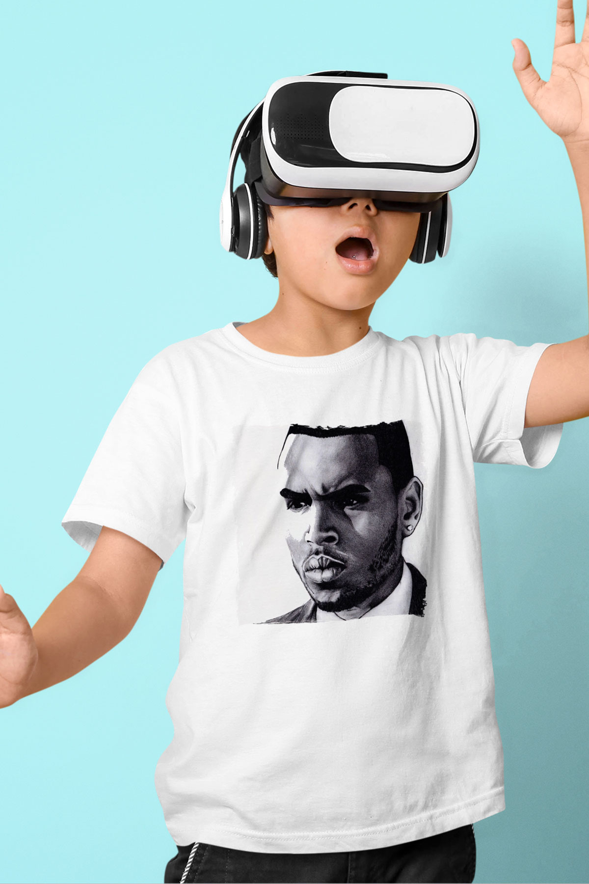 Chris Brown Beyaz Unisex Çocuk Tişört