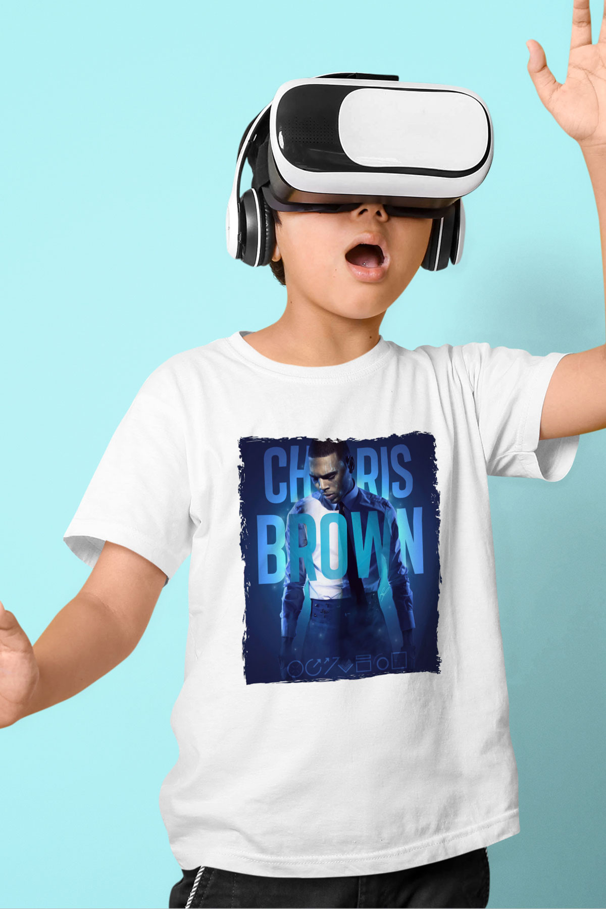 Chris Brown Beyaz Unisex Çocuk Tişört