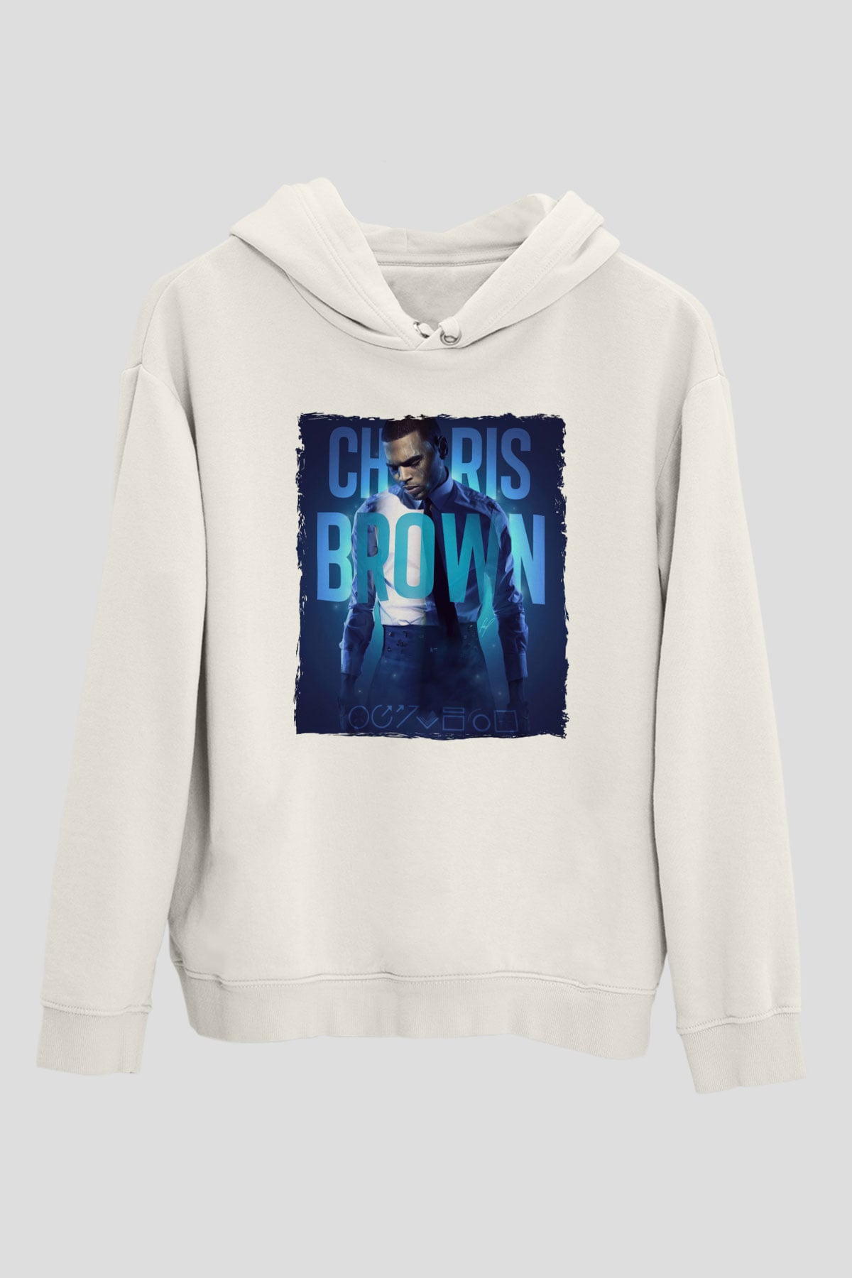 Chris Brown Beyaz Unisex Kapüşonlu Sweatshirt
