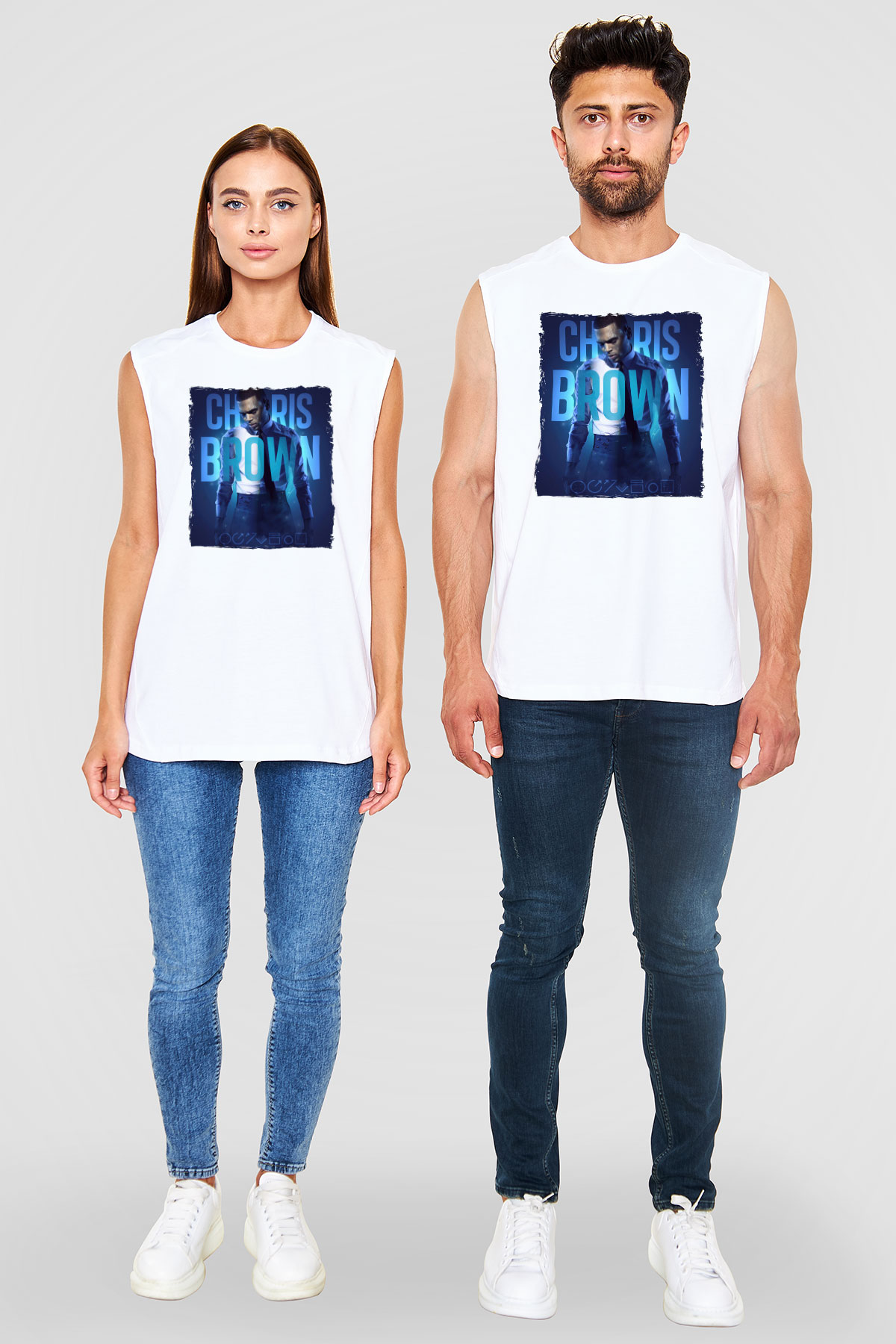 Chris Brown Beyaz Unisex Kolsuz Tişört
