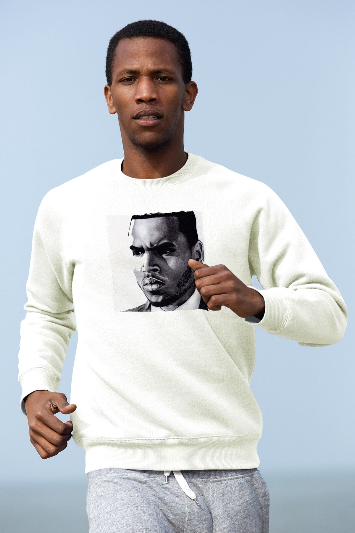 Chris Brown Beyaz Unisex Sweatshirt