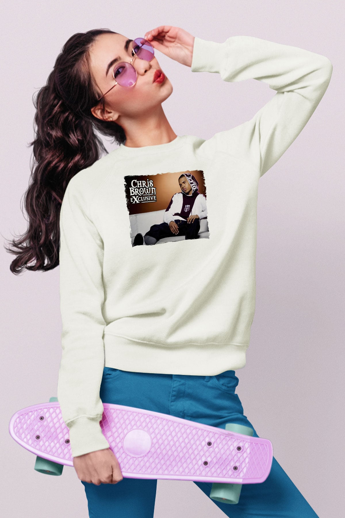 Chris Brown Beyaz Unisex Sweatshirt