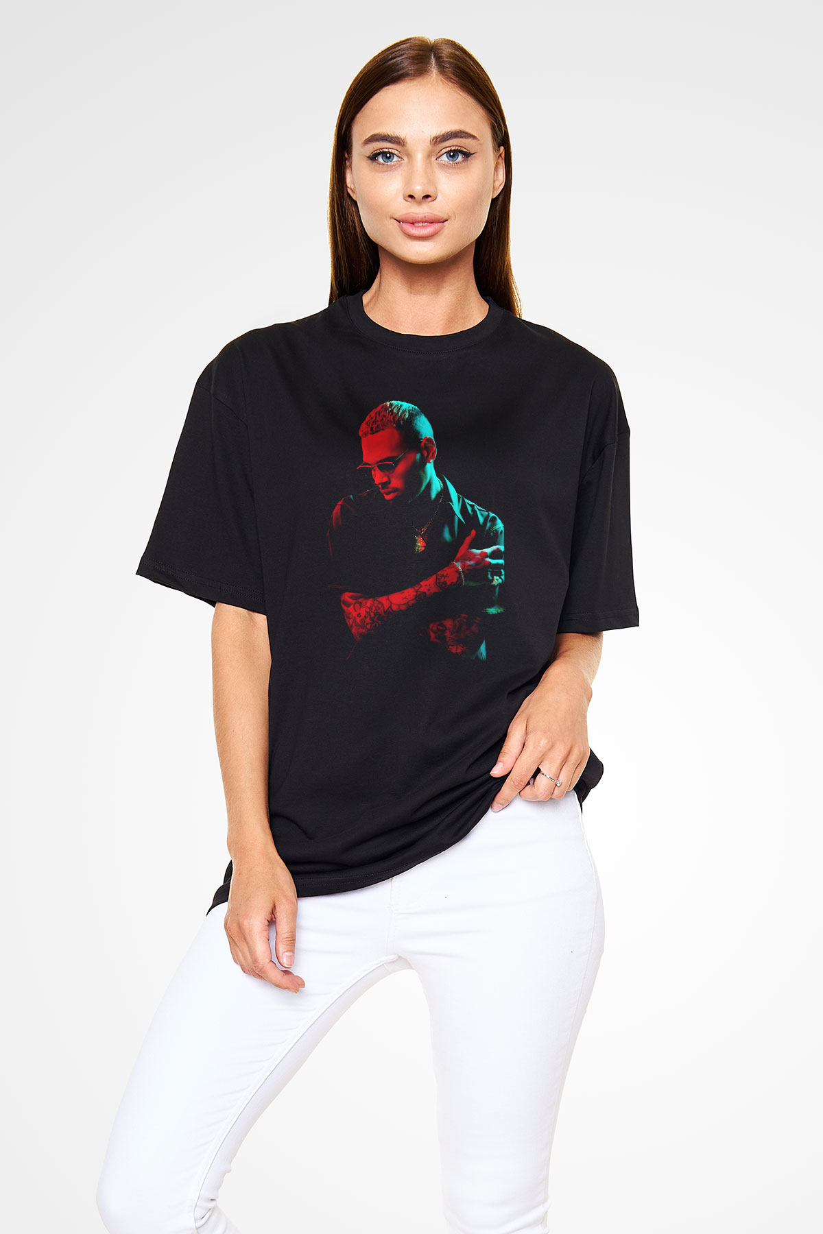 Chris Brown Siyah Unisex Oversize Tişört T-Shirt