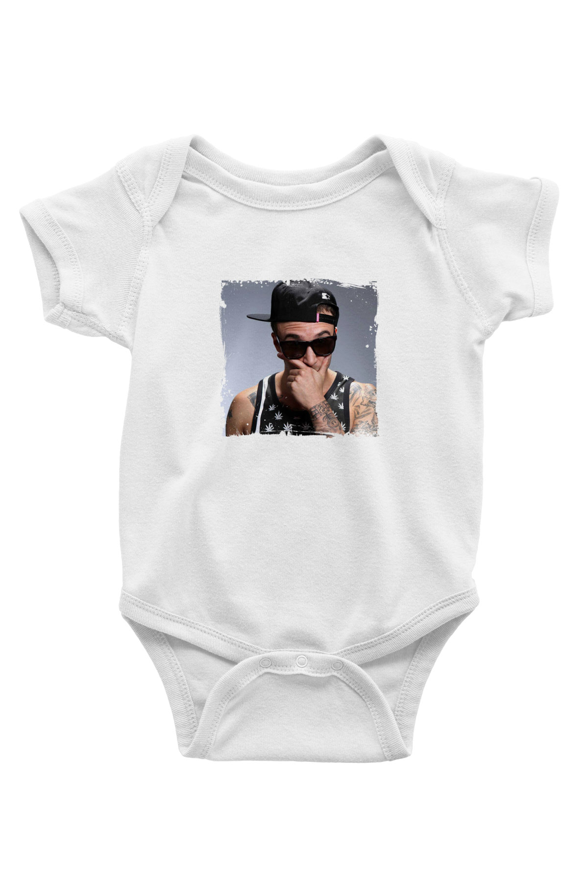 Chris Webby Baskılı Unisex Beyaz Bebek Body - Zıbın