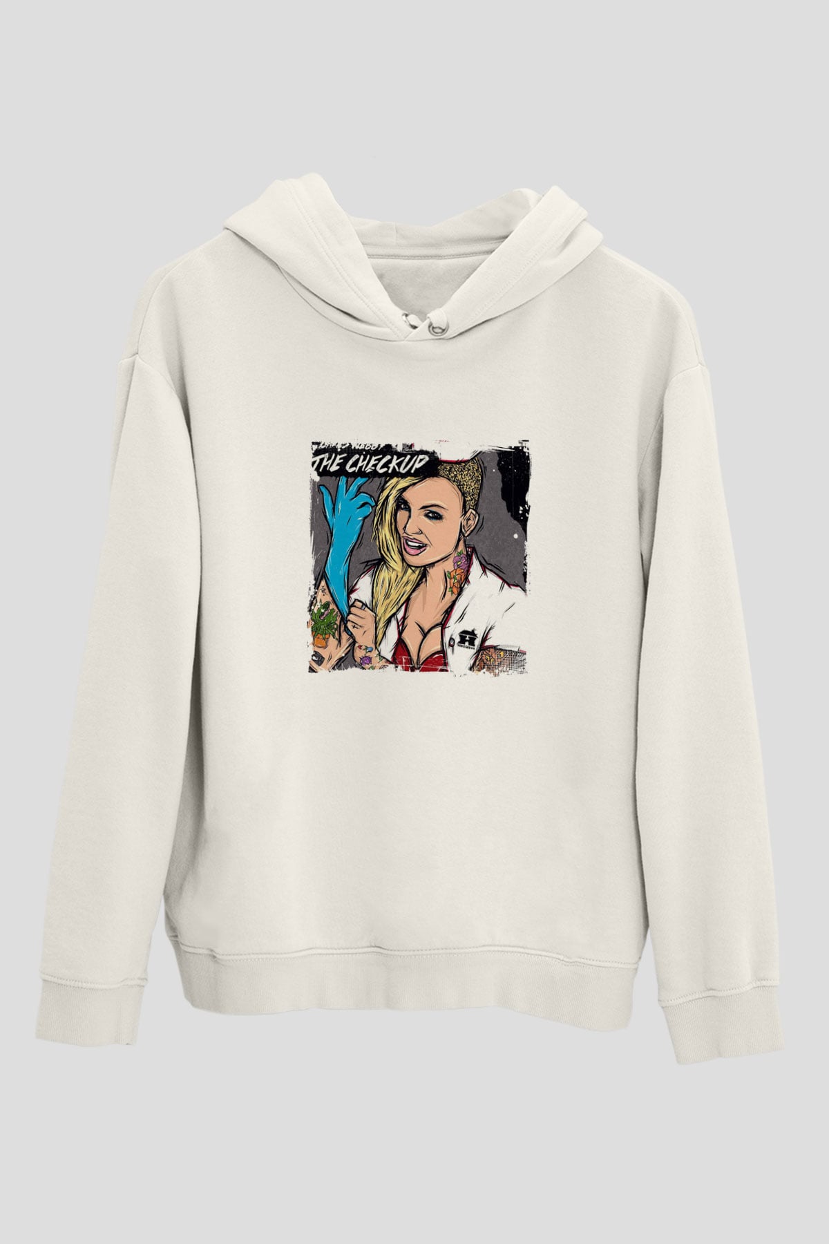 Chris Webby Baskılı Unisex Beyaz Kapüşonlu Sweatshirt