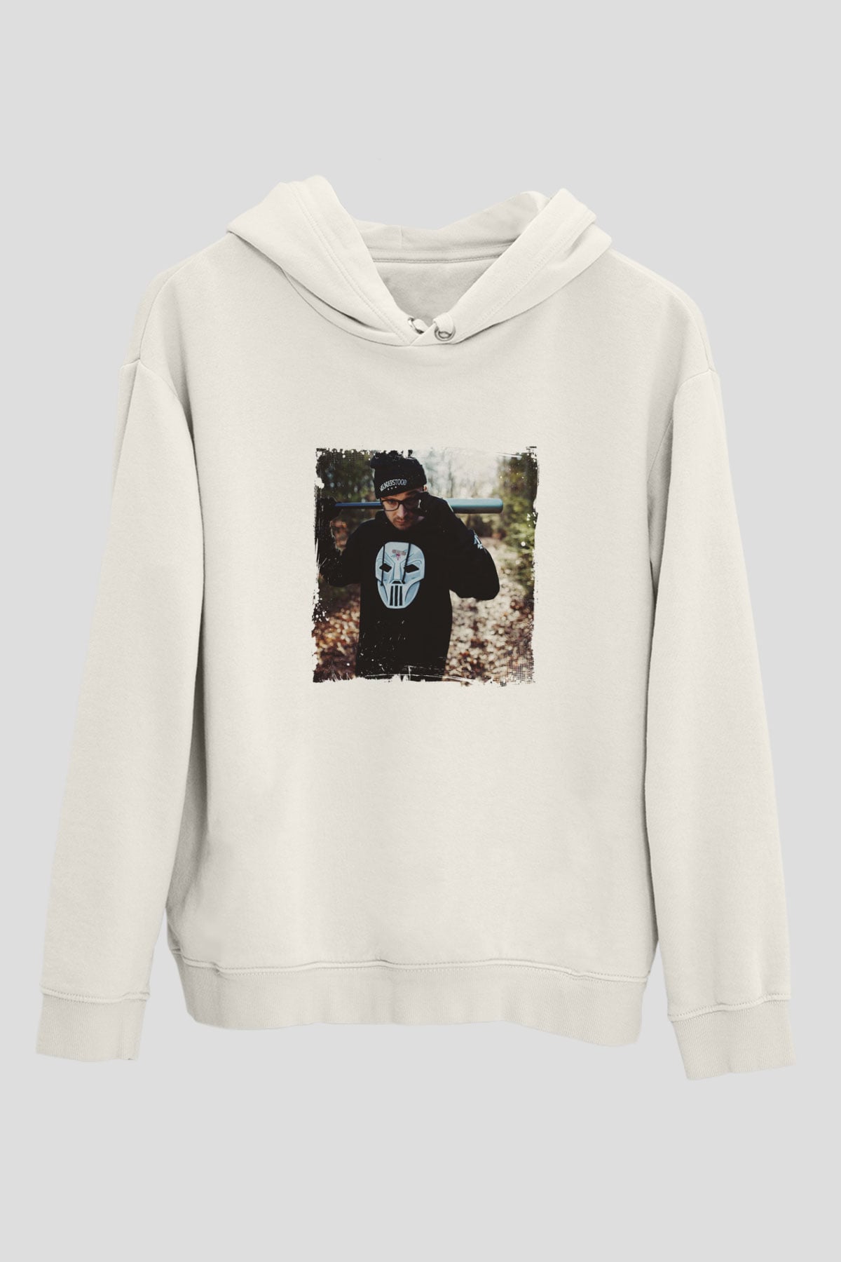 Chris Webby Baskılı Unisex Beyaz Kapüşonlu Sweatshirt