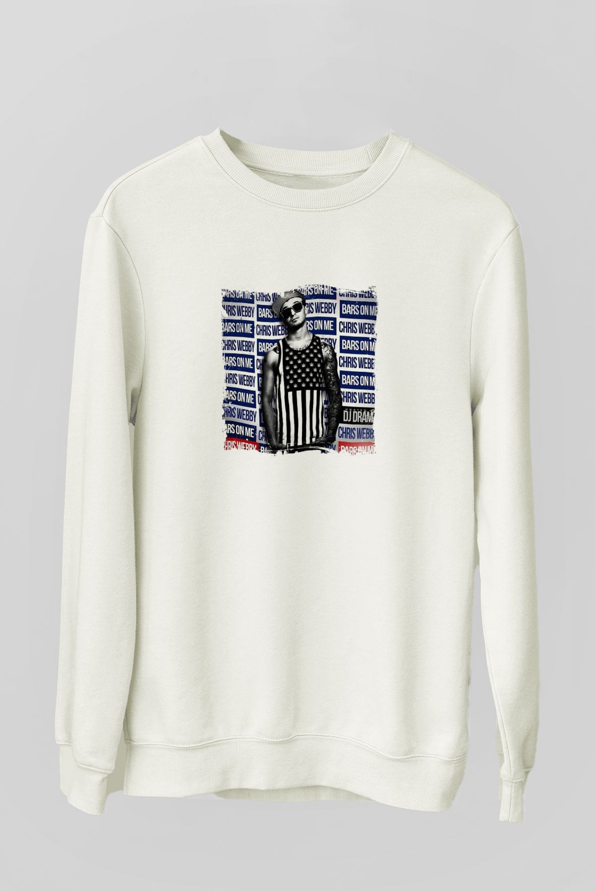Chris Webby Baskılı Unisex Beyaz Sweatshirt