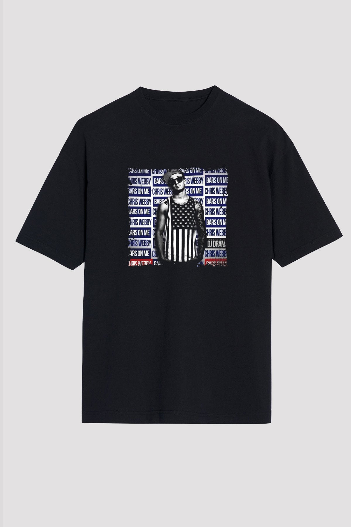 Chris Webby Baskılı Unisex Oversize Siyah Tişört