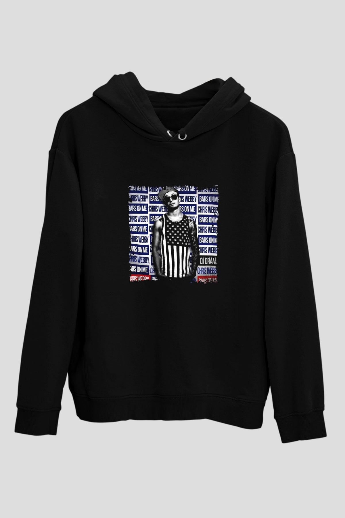 Chris Webby Baskılı Unisex Siyah Hoodie