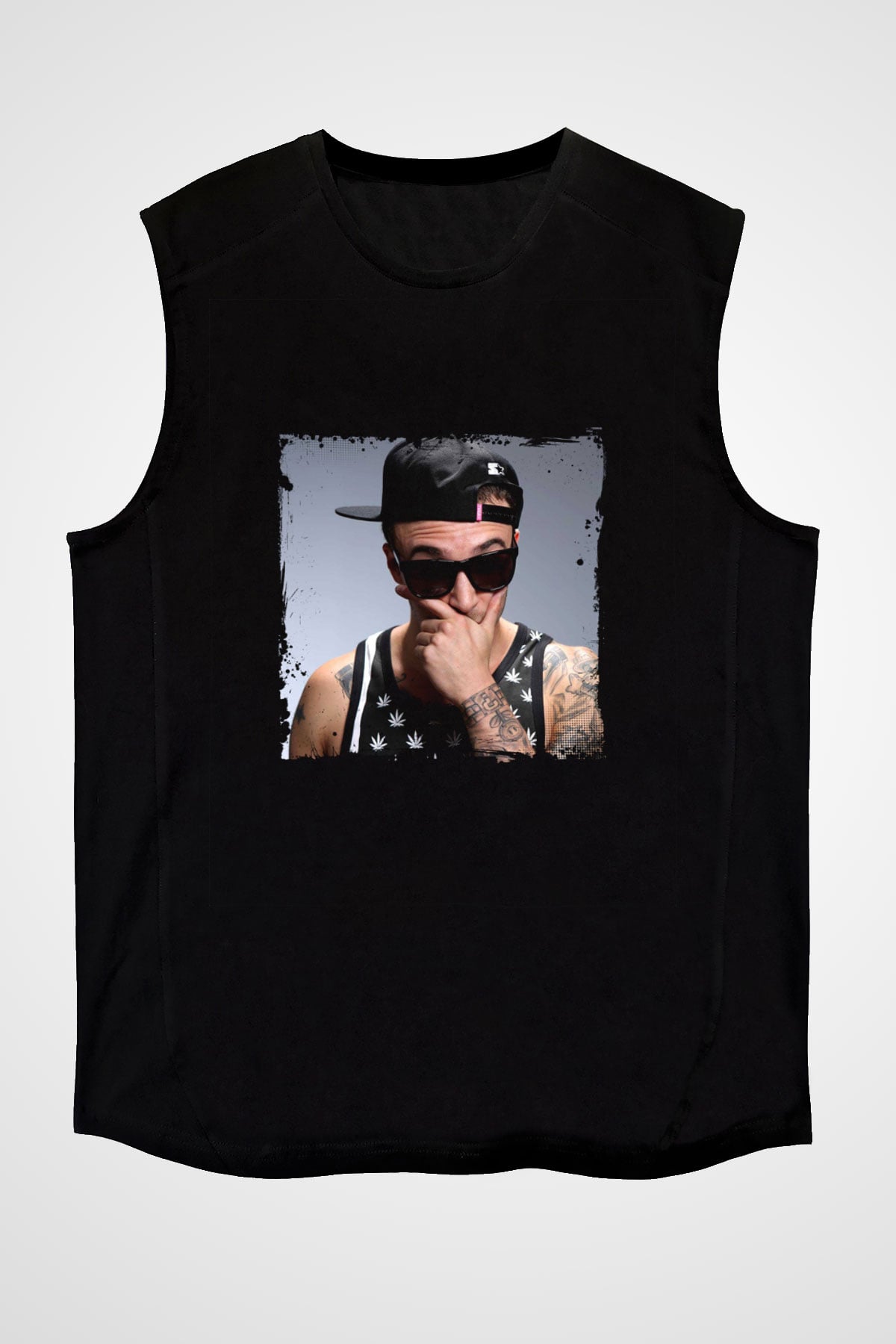 Chris Webby Baskılı Unisex Siyah Kolsuz Tişört