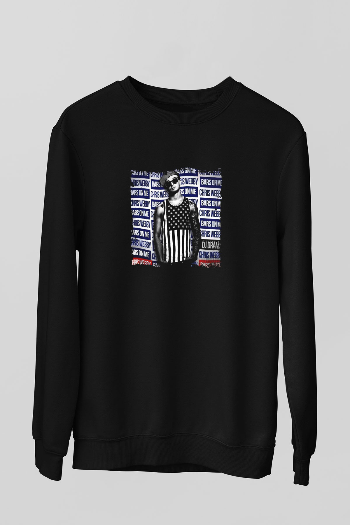 Chris Webby Baskılı Unisex Siyah Sweatshirt