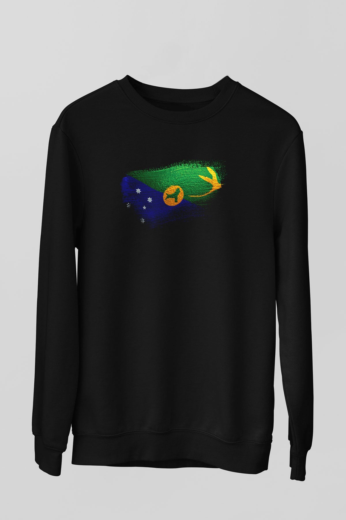 Christmas Adası - Christmas İsland Bayrağı Baskılı Unisex Siyah Sweatshirt