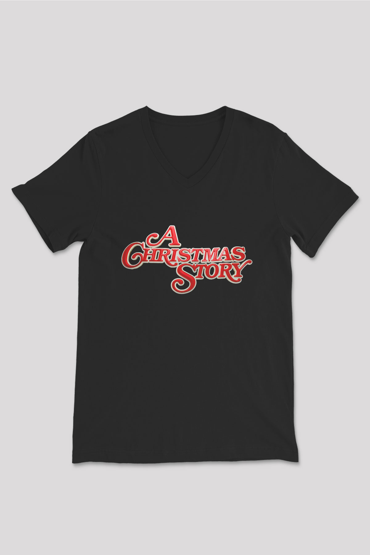 Christmas Story Siyah Unisex  V Yaka Tişört