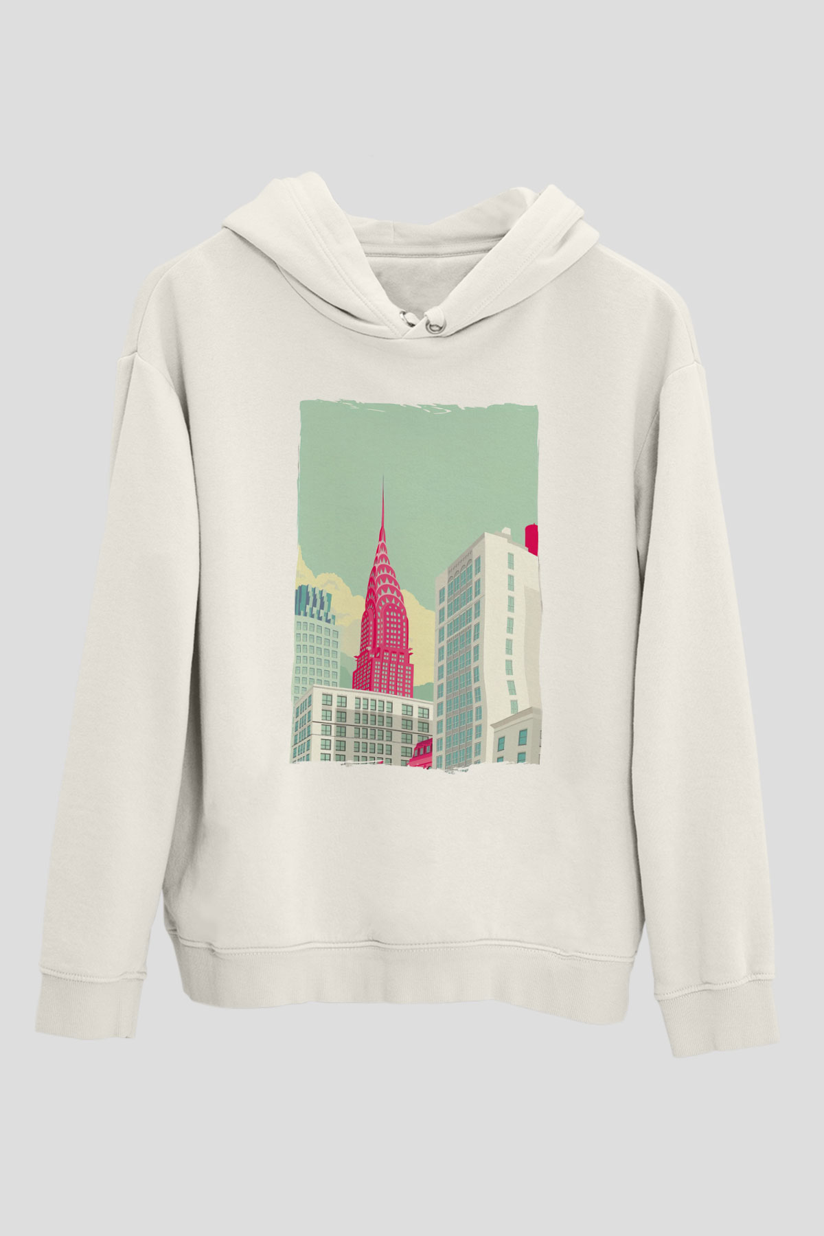 Chrysler Binası Beyaz Unisex Hoodie