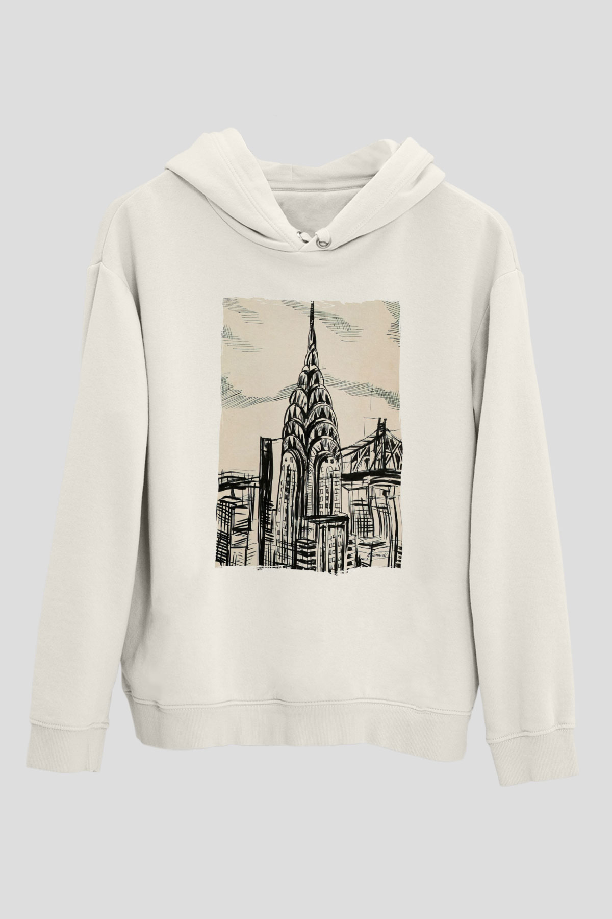 Chrysler Binası Beyaz Unisex Hoodie