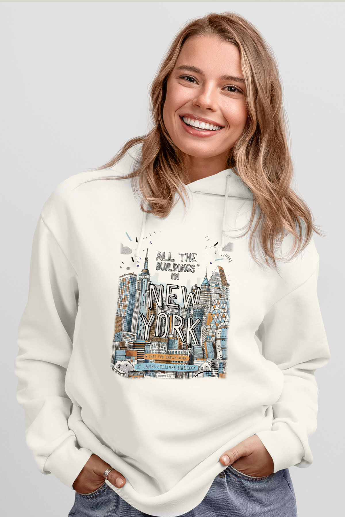 Chrysler Binası Beyaz Unisex Kapşonlu Sweatshirt