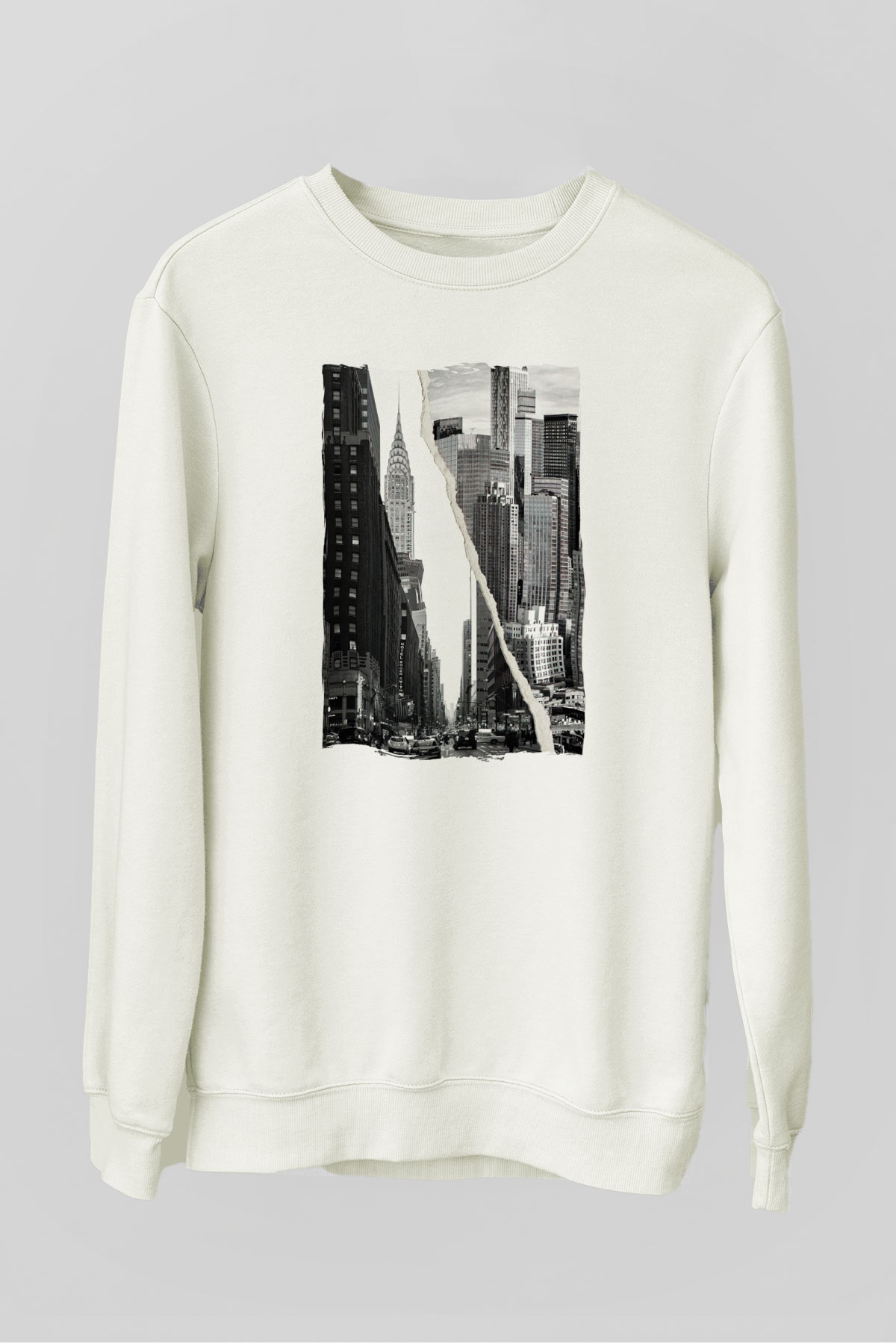 Chrysler Binası Beyaz Unisex Sweatshirt