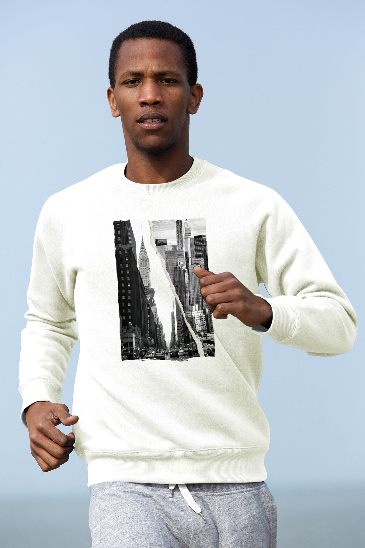 Chrysler Binası Beyaz Unisex Sweatshirt